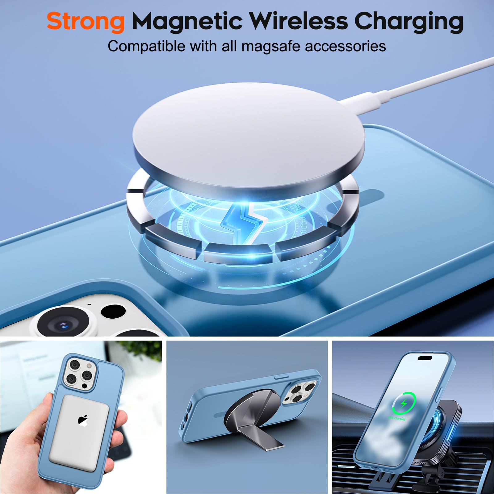 Foto 3 | Funda Magnética Supfine Para Iphone 15 Pro Max, Color Azul Cielo - Venta Internacional.