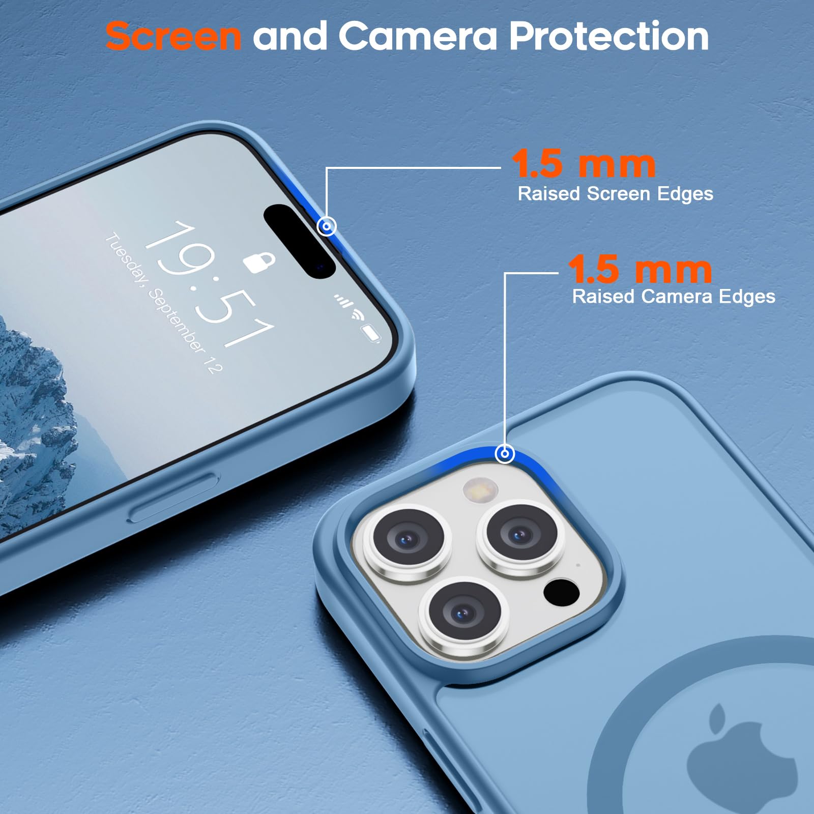 Foto 6 pulgar | Funda Magnética Supfine Para Iphone 15 Pro Max, Color Azul Cielo - Venta Internacional.