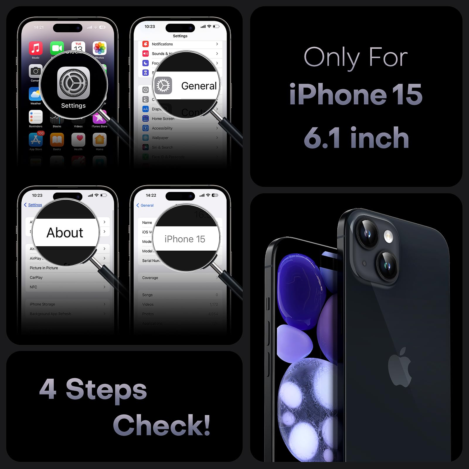 Foto 3 pulgar | Funda Magnética Tocol 3 En 1 Para Iphone 15 De 6,1 Pulgadas, Color Negro - Venta Internacional.