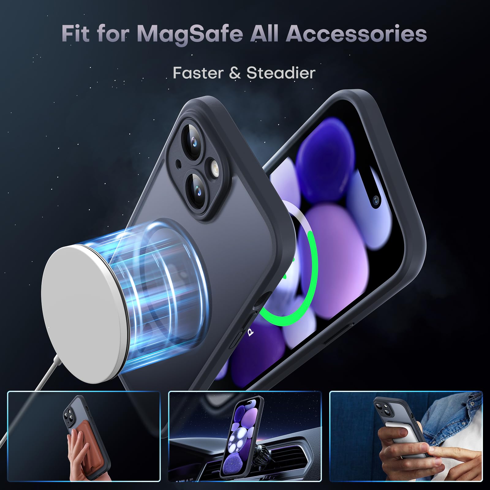 Foto 4 pulgar | Funda Magnética Tocol 3 En 1 Para Iphone 15 De 6,1 Pulgadas, Color Negro - Venta Internacional.