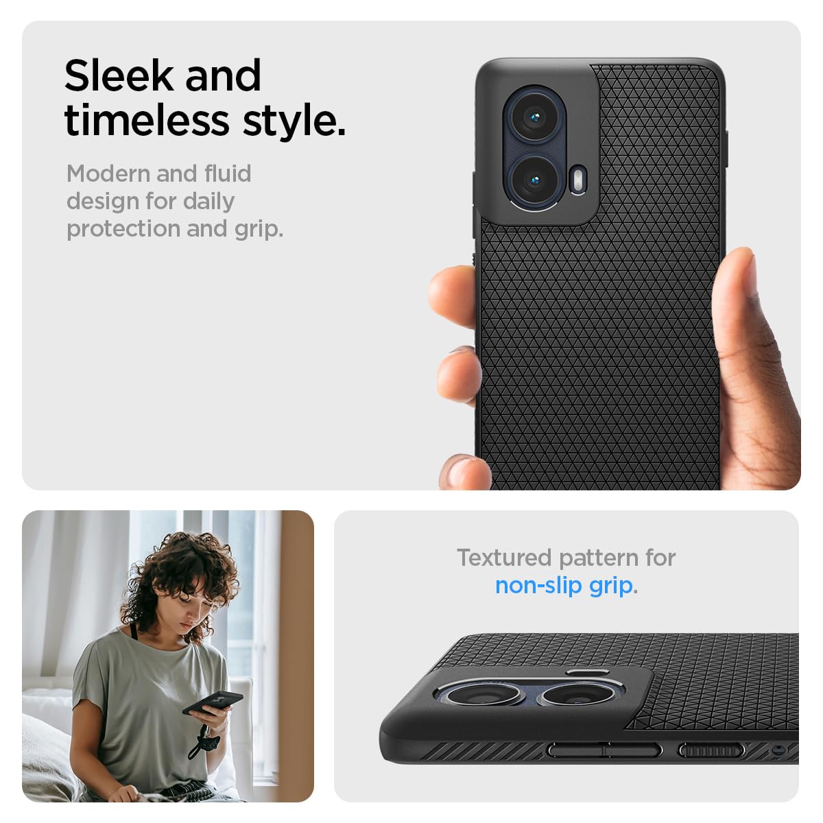 Foto 6 | Funda Spigen Liquid Air Para Motorola Edge 2024, Color Negro Mate - Venta Internacional.
