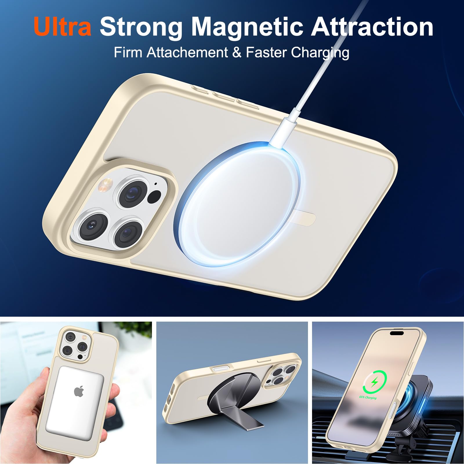 Foto 6 pulgar | Funda Magnética Supfine Para Iphone 16 Pro, Color Blanco Envejecido - Venta Internacional.
