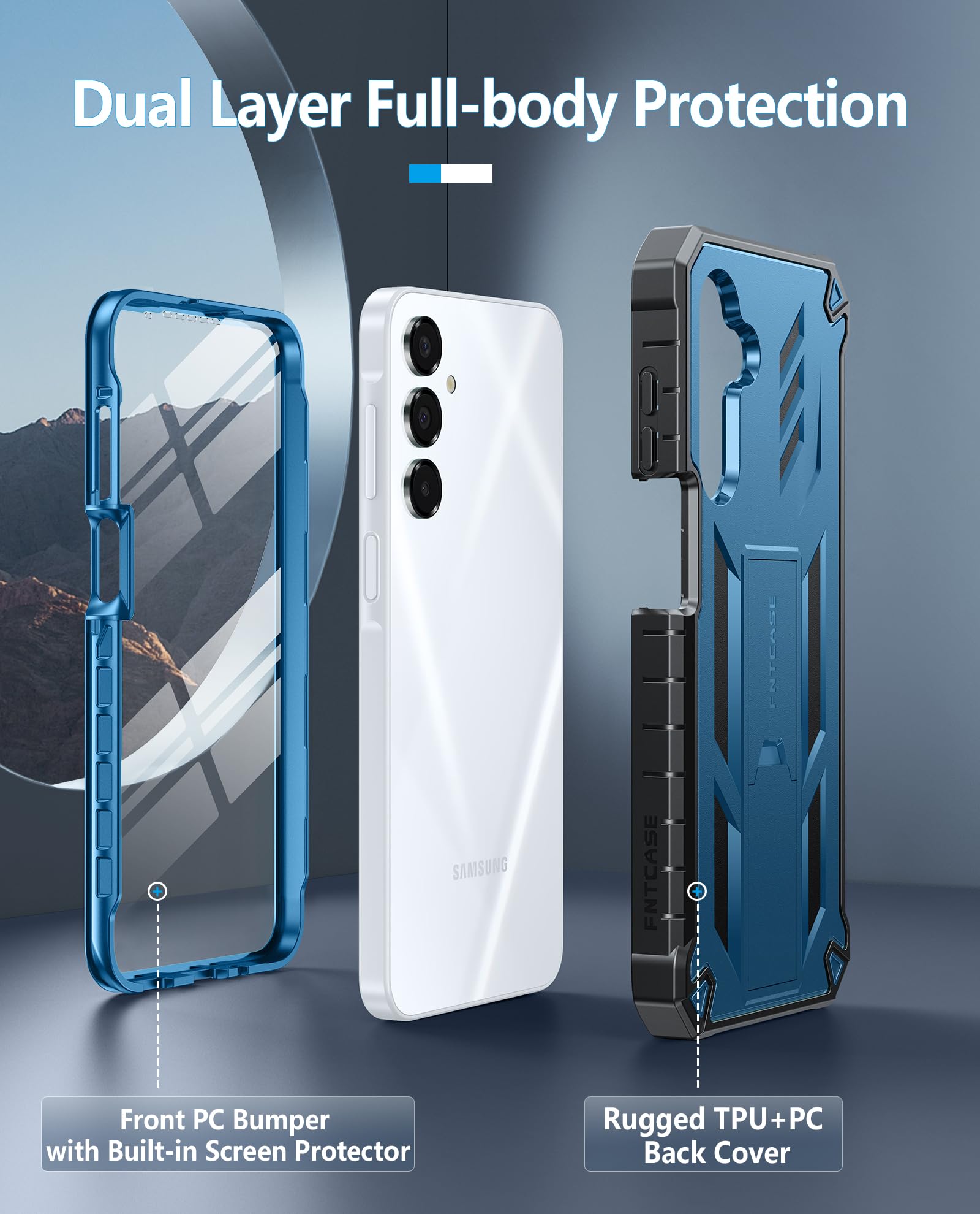 Foto 4 pulgar | Funda De Teléfono Fntcase Para Samsung Galaxy A16-5g Con Soporte Azul - Venta Internacional.