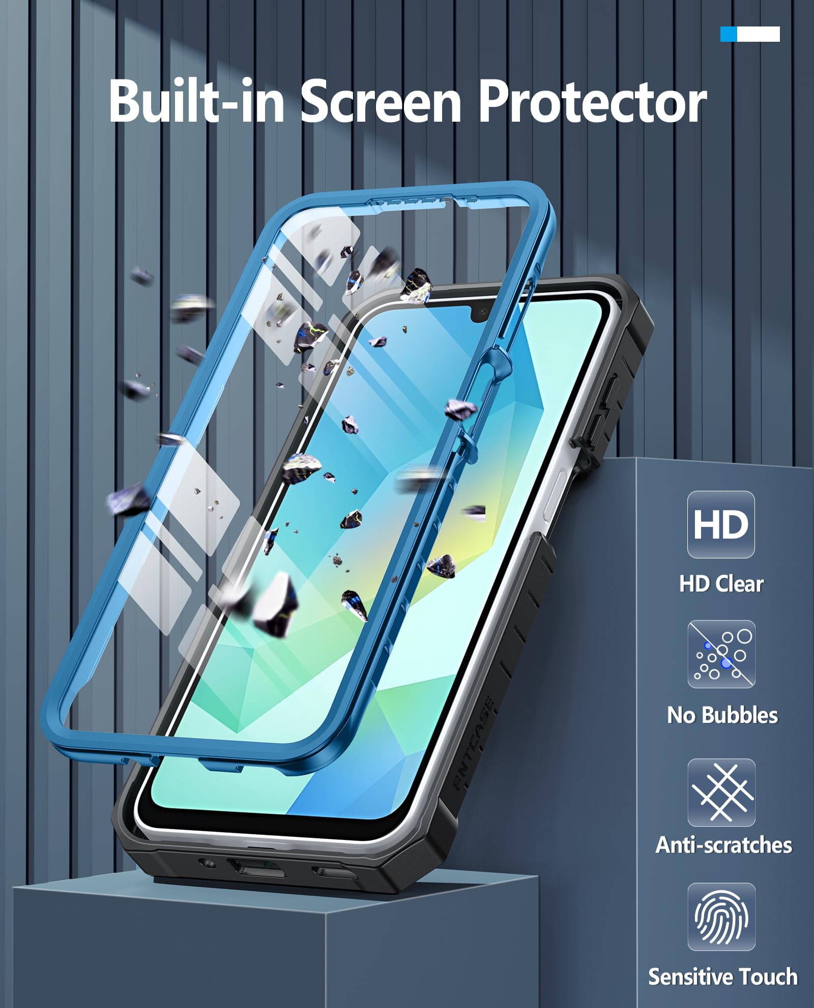 Foto 7 pulgar | Funda De Teléfono Fntcase Para Samsung Galaxy A16-5g Con Soporte Azul - Venta Internacional.