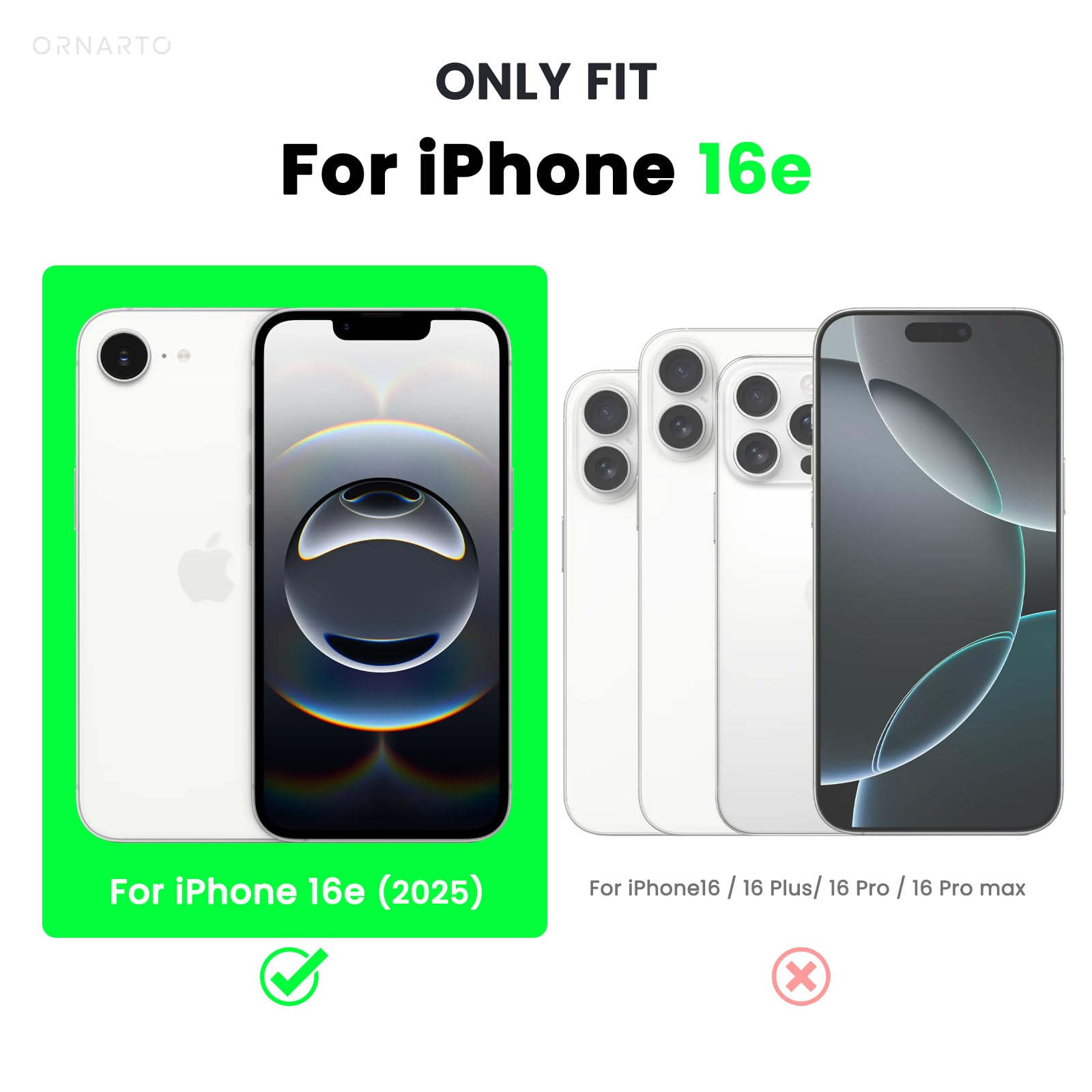 Foto 3 pulgar | Funda De Teléfono Ornarto Compatible Con Iphone 16e 6.1 Pulgadas 2025 - Venta Internacional.