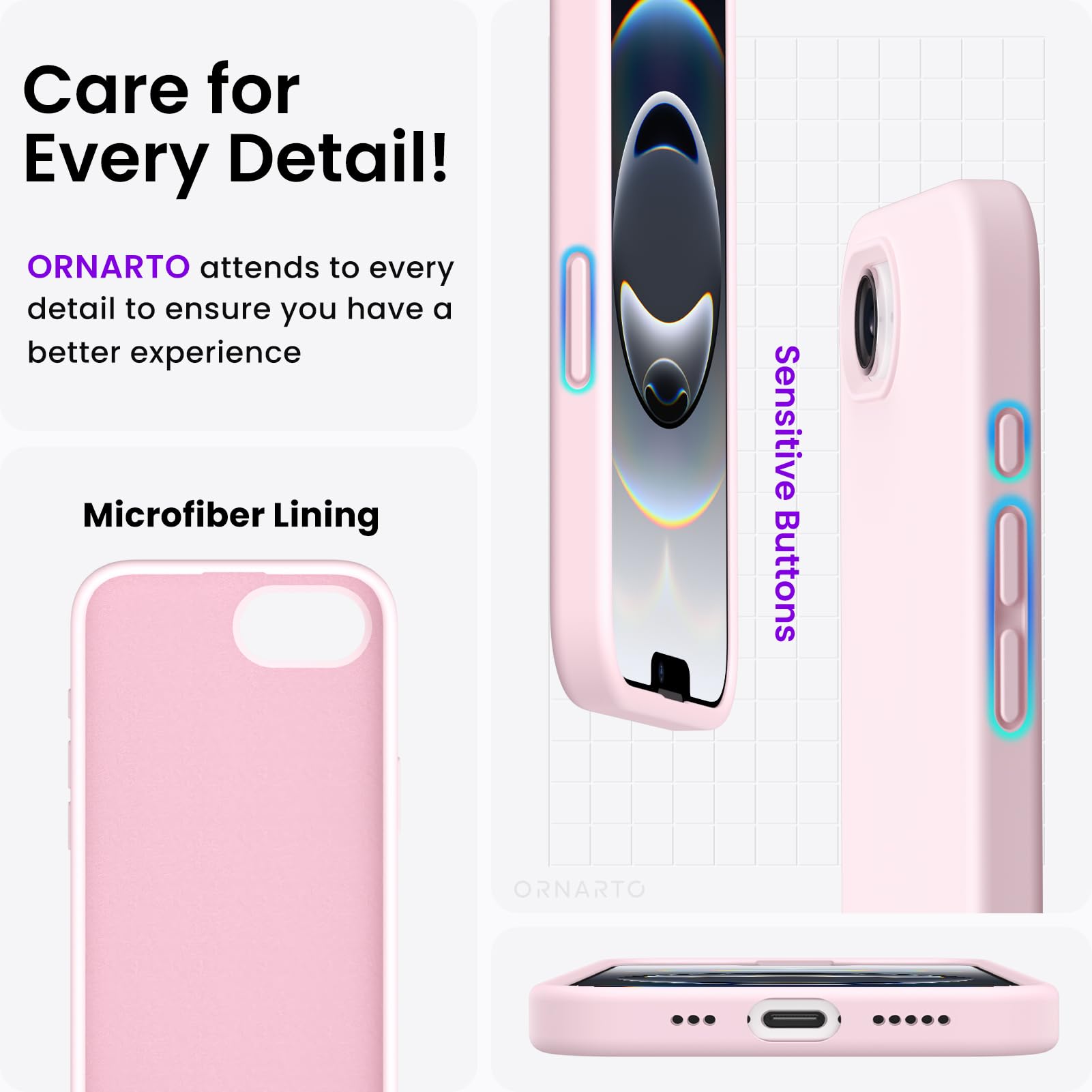 Foto 6 pulgar | Funda De Teléfono Ornarto Compatible Con Iphone 16e 6.1 Pulgadas 2025 - Venta Internacional.