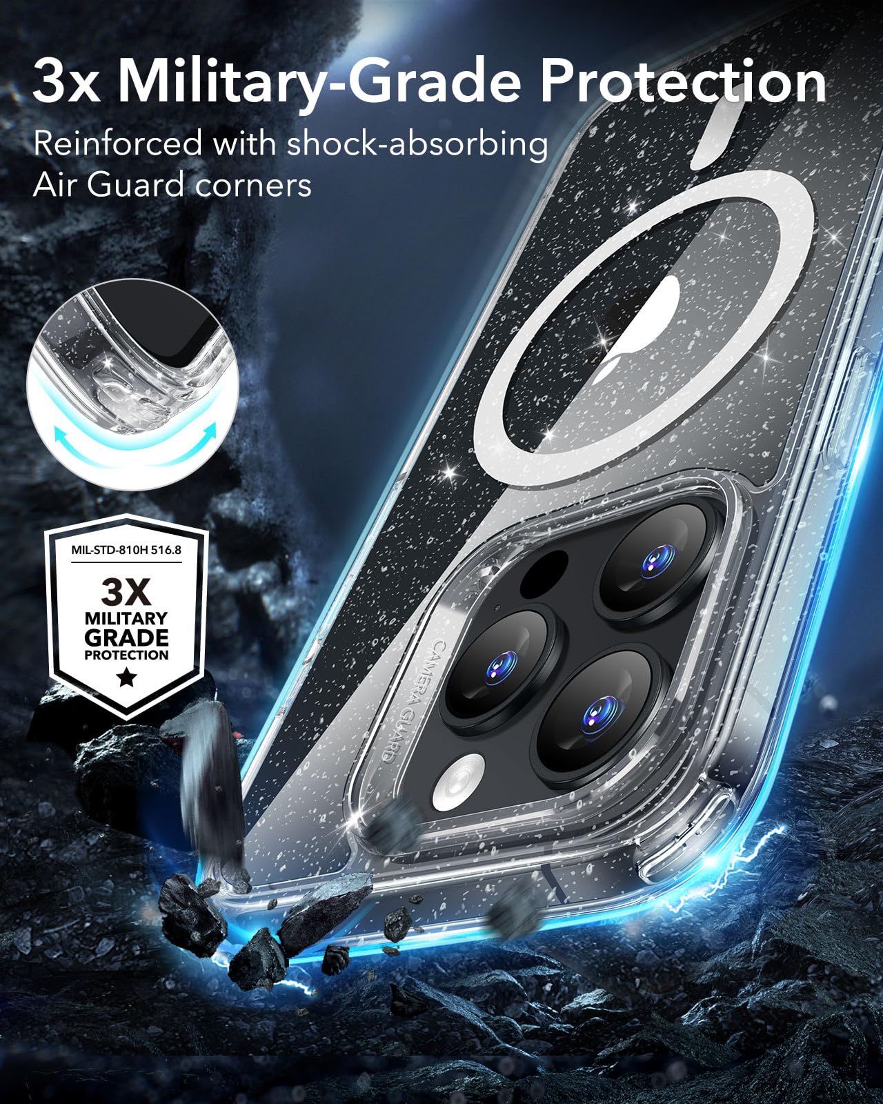 Foto 7 pulgar | Funda De Teléfono Esr Para Iphone 16 Pro Max Con Magsafe Clear Shimmer - Venta Internacional.