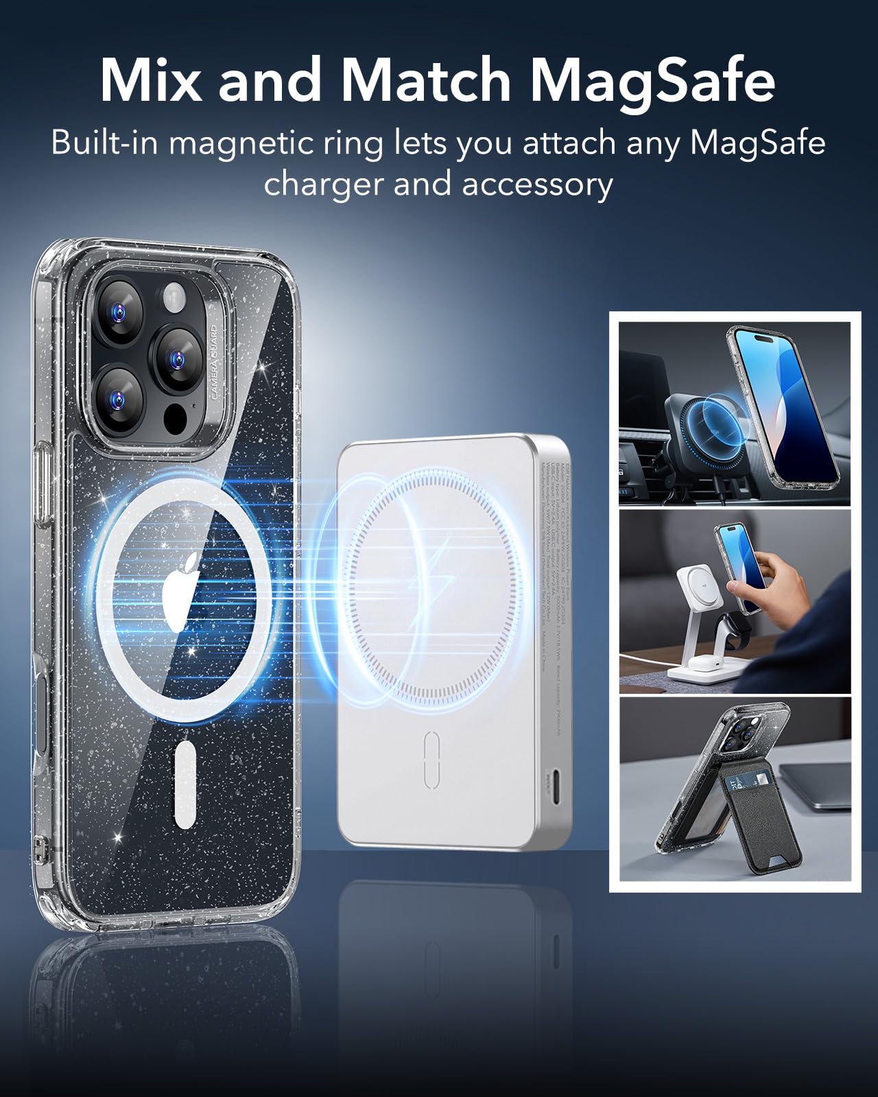 Foto 8 pulgar | Funda De Teléfono Esr Para Iphone 16 Pro Max Con Magsafe Clear Shimmer - Venta Internacional.