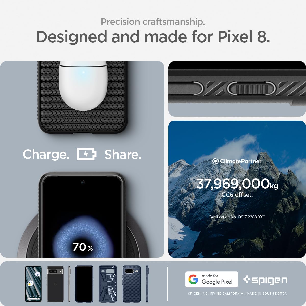 Foto 8 pulgar | Funda Spigen Liquid Air Armor Para Pixel 8 (2023), Color Negro Mate - Venta Internacional.