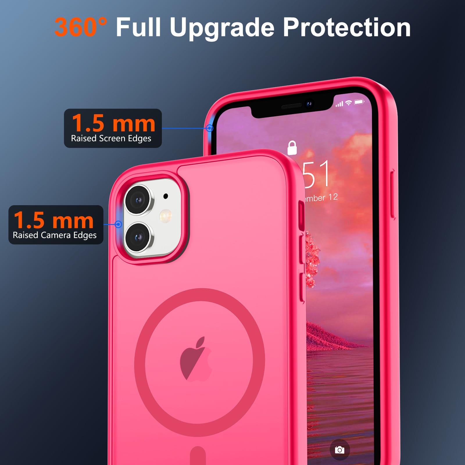 Foto 5 pulgar | Funda Magnética Supfine Para Iphone 12/12 Pro, Color Rosa Intenso - Venta Internacional.