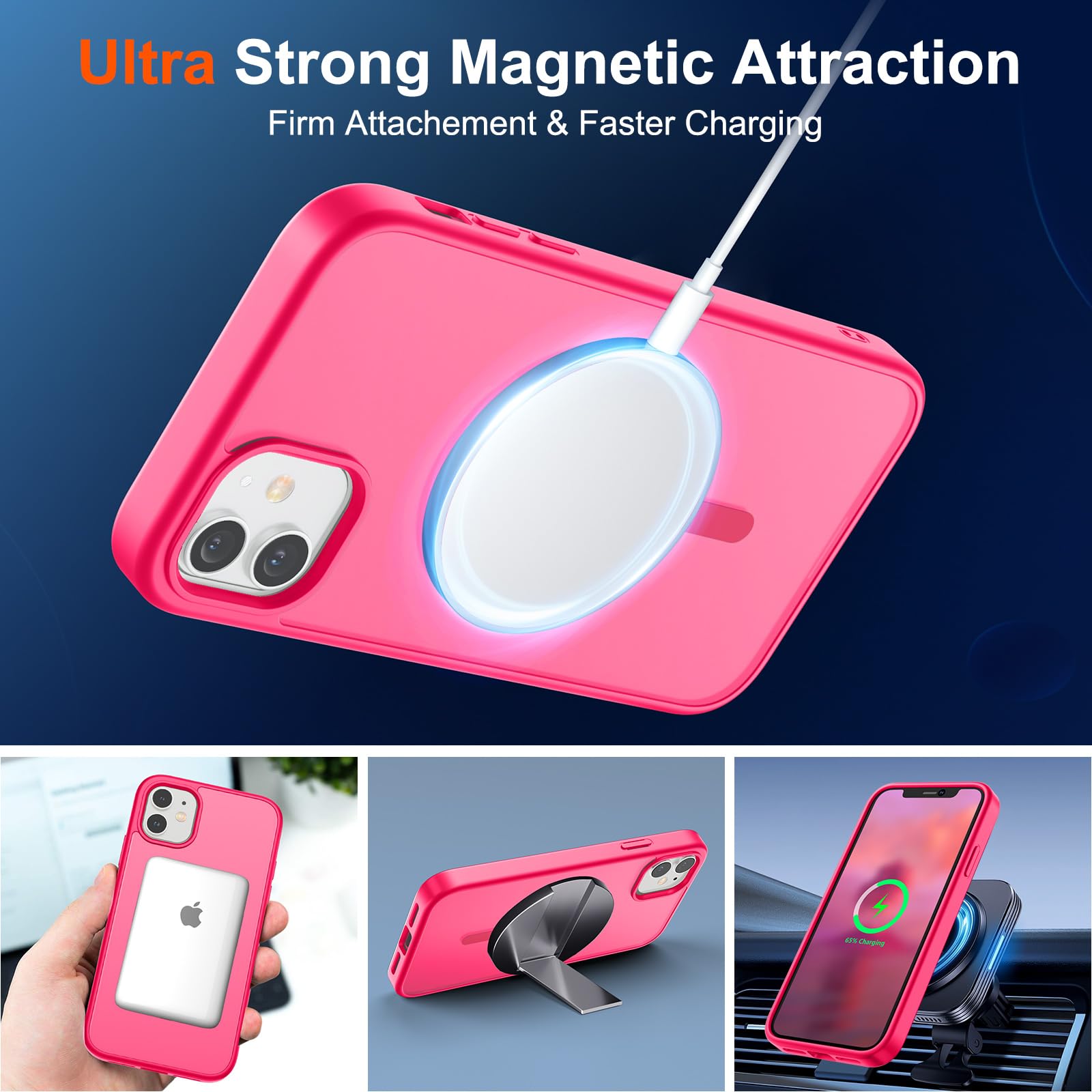 Foto 5 | Funda Magnética Supfine Para Iphone 12/12 Pro, Color Rosa Intenso - Venta Internacional.