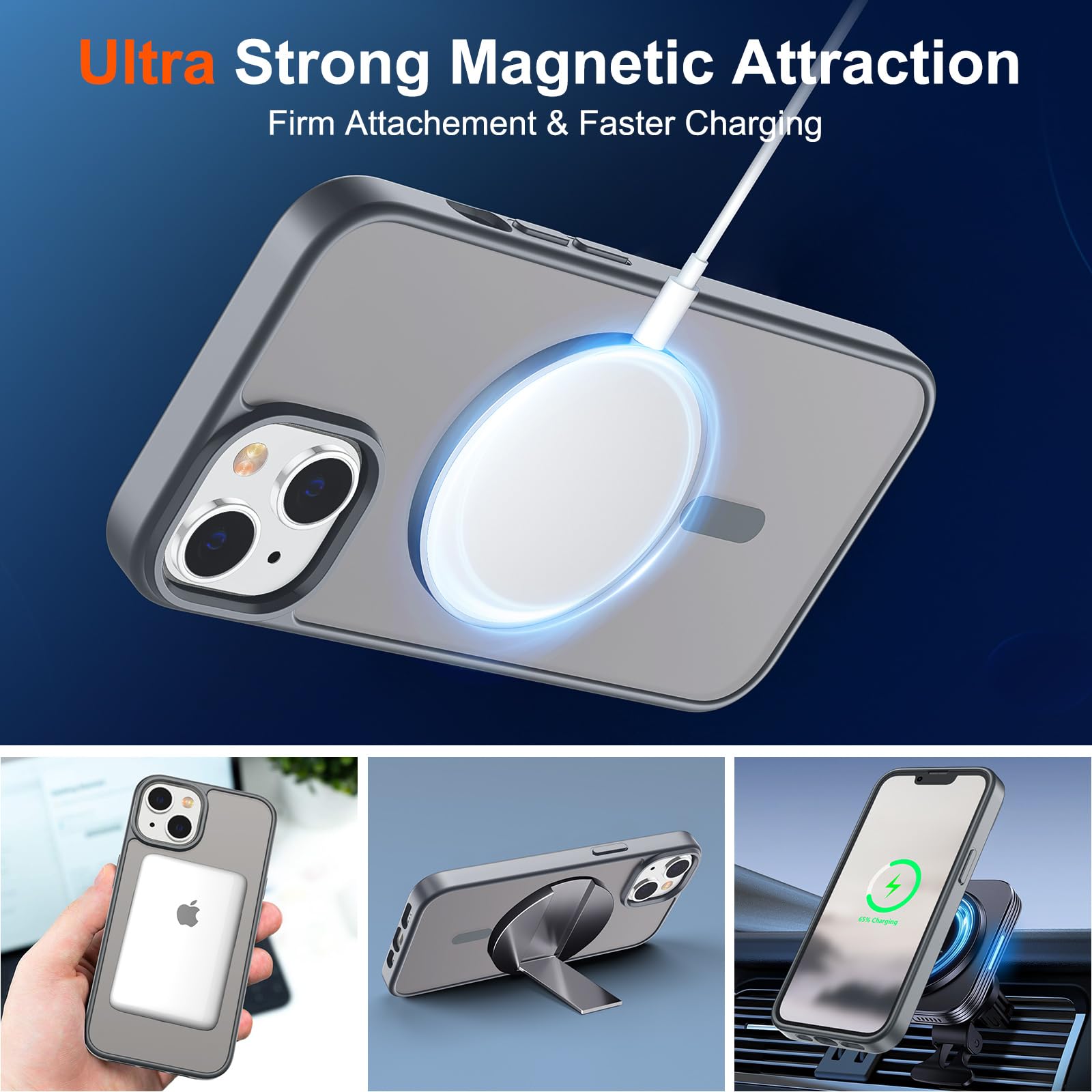 Foto 6 pulgar | Funda Magnética Supfine Para Iphone 15 Plus/14 Plus Gris - Venta Internacional.