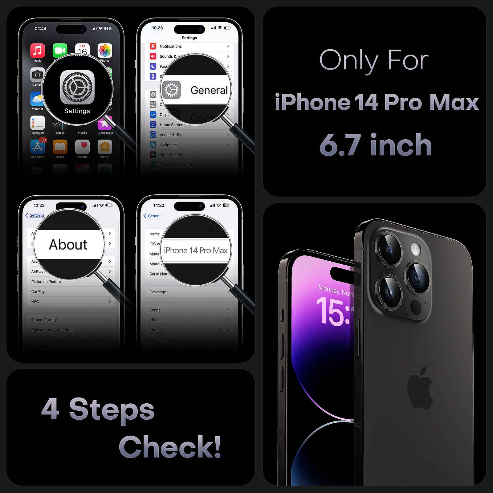 Foto 3 pulgar | Funda Tocol Magnetic 3 En 1 Para Iphone 14 Pro Max De 6.7 Pulgadas, Color Negro - Venta Internacional.
