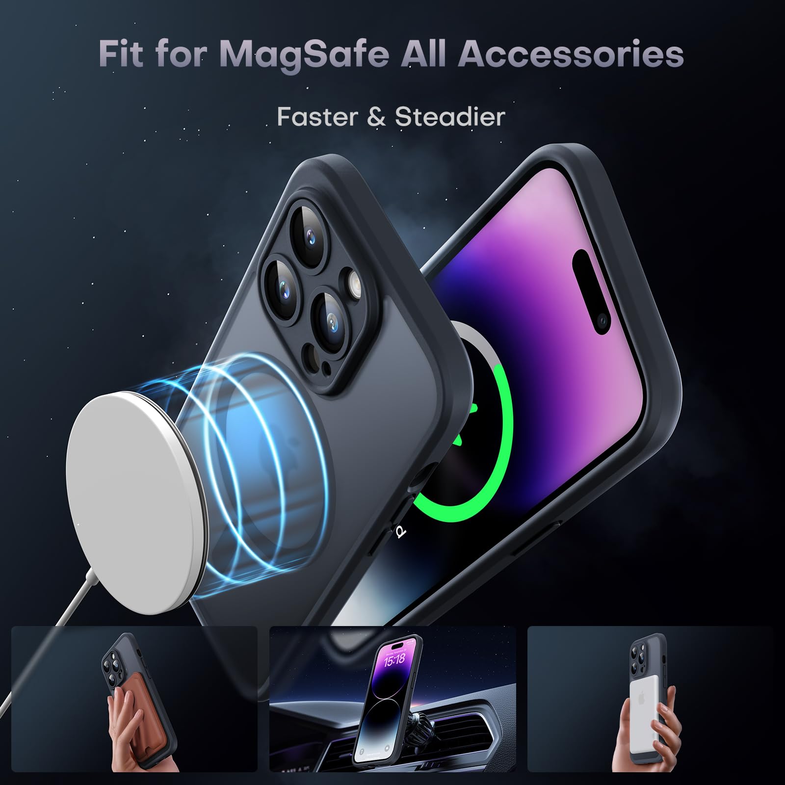 Foto 4 pulgar | Funda Tocol Magnetic 3 En 1 Para Iphone 14 Pro Max De 6.7 Pulgadas, Color Negro - Venta Internacional.