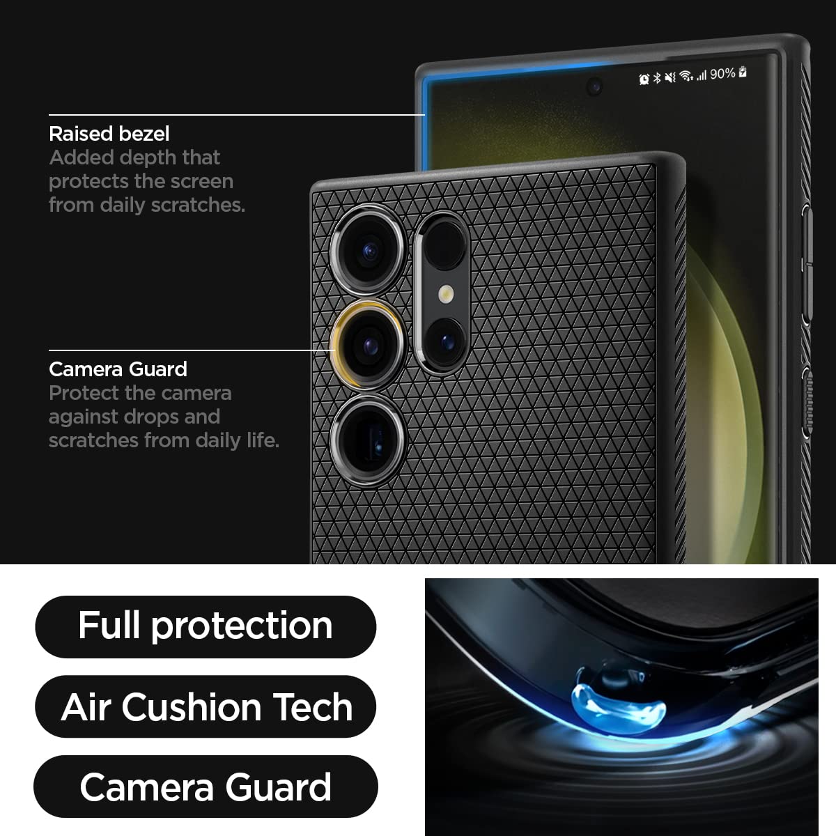Foto 7 pulgar | Funda Spigen Liquid Air Para Galaxy S23, Color Negro Mate - Venta Internacional.