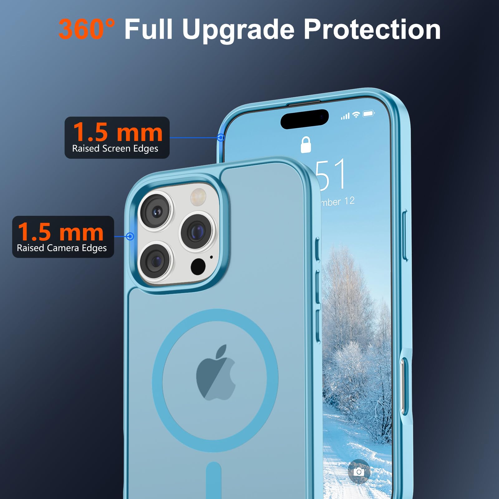 Foto 5 pulgar | Funda Magnética Supfine Para Iphone 16 Pro, Color Azul Cielo - Venta Internacional.