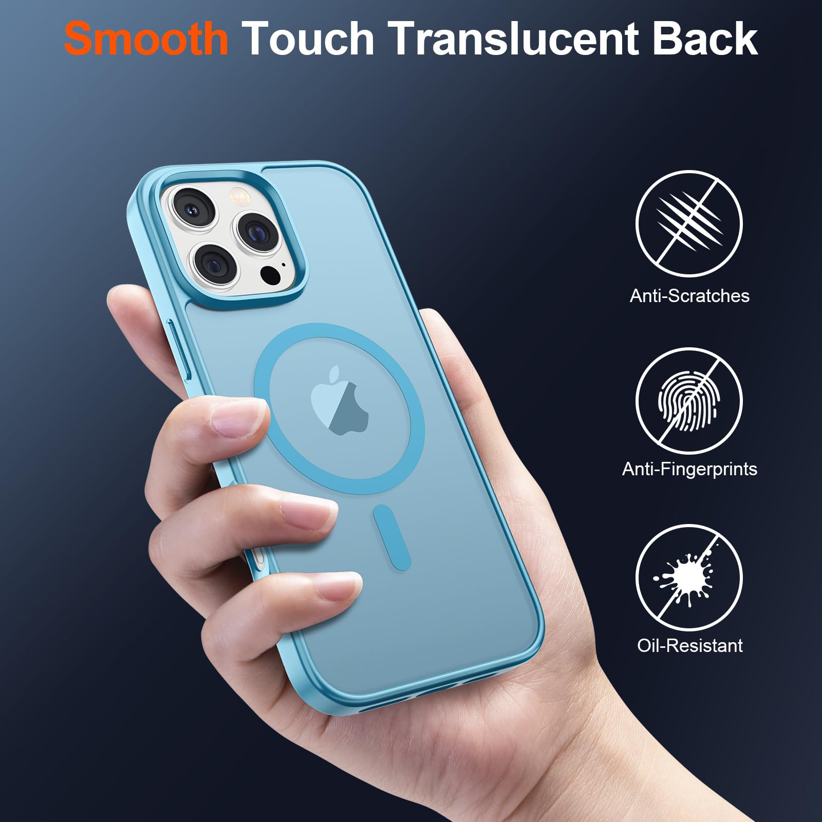 Foto 7 pulgar | Funda Magnética Supfine Para Iphone 16 Pro, Color Azul Cielo - Venta Internacional.