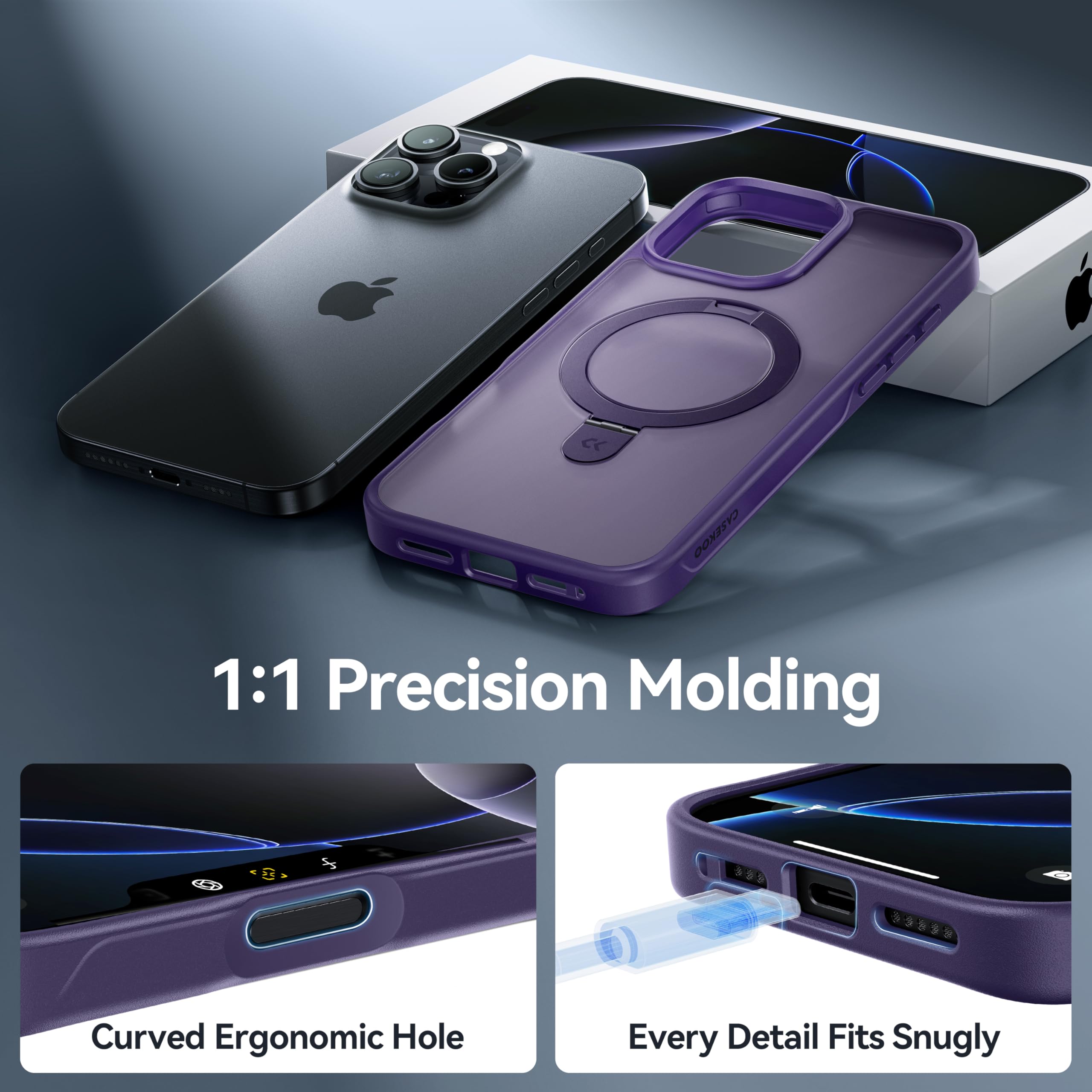 Foto 7 pulgar | Funda De Teléfono Casekoo Diseñada Para Iphone 16 Pro, Color Morado - Venta Internacional.