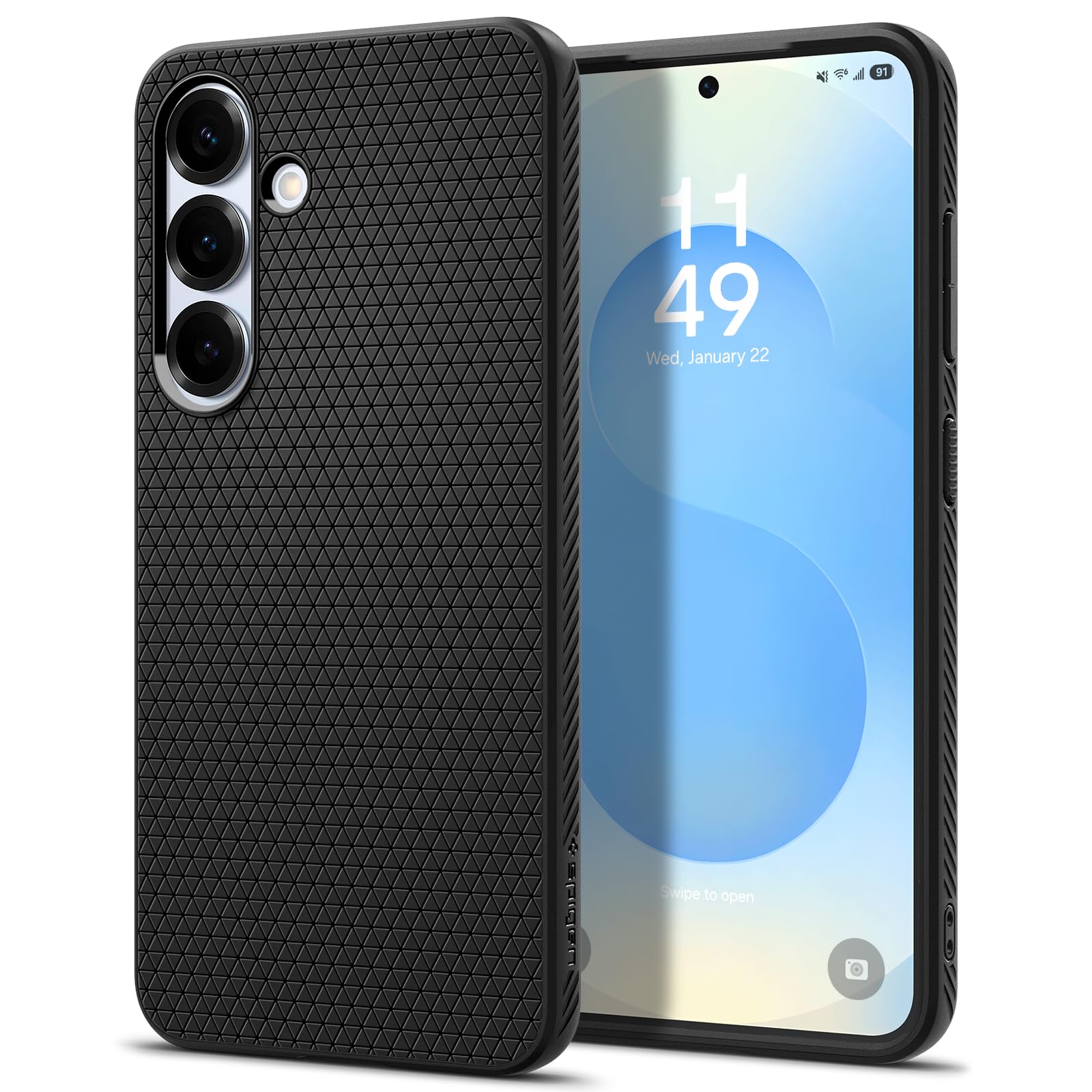 Funda Spigen Liquid Air Para Samsung Galaxy S25, Color Negro Mate - Venta Internacional.