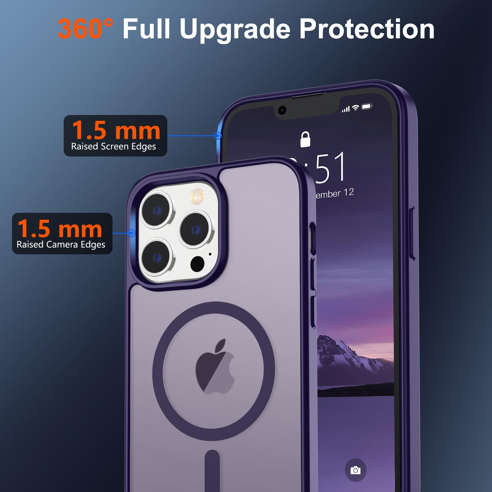 Foto 5 pulgar | Funda Magnética Supfine Para Iphone 13 Pro Max, Color Morado Oscuro - Venta Internacional.