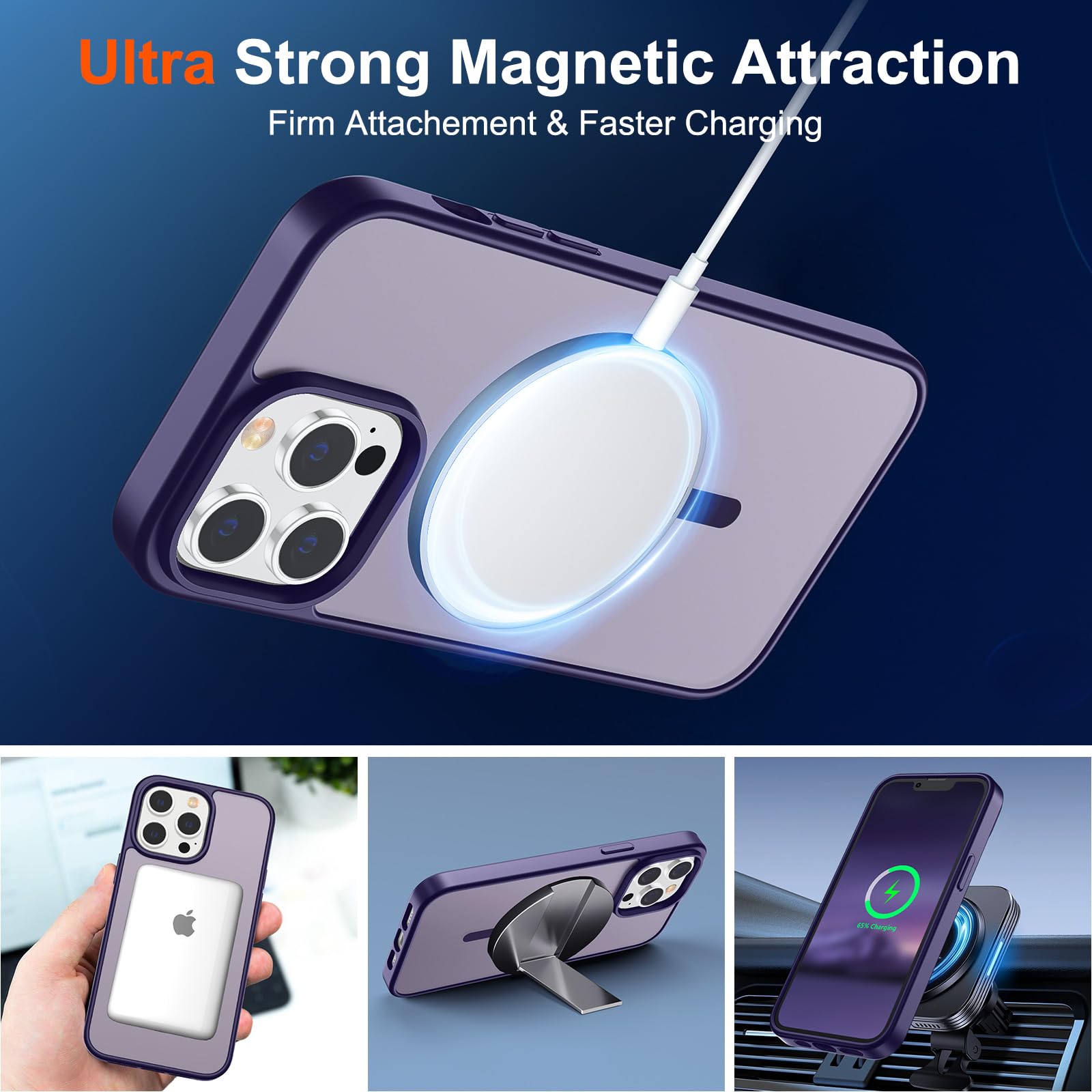 Foto 6 pulgar | Funda Magnética Supfine Para Iphone 13 Pro Max, Color Morado Oscuro - Venta Internacional.