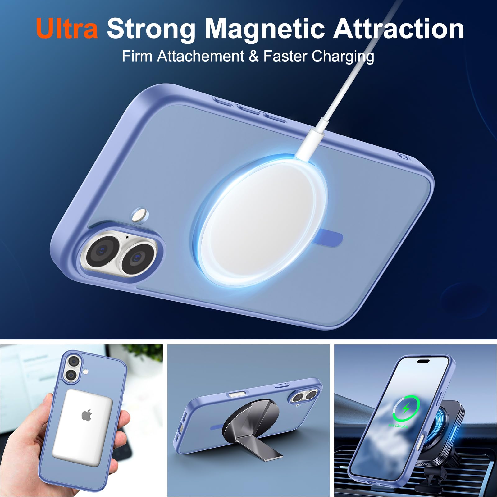 Foto 6 pulgar | Funda Magnética Supfine Para Iphone 16 Plus, Azul Y Morado - Venta Internacional.