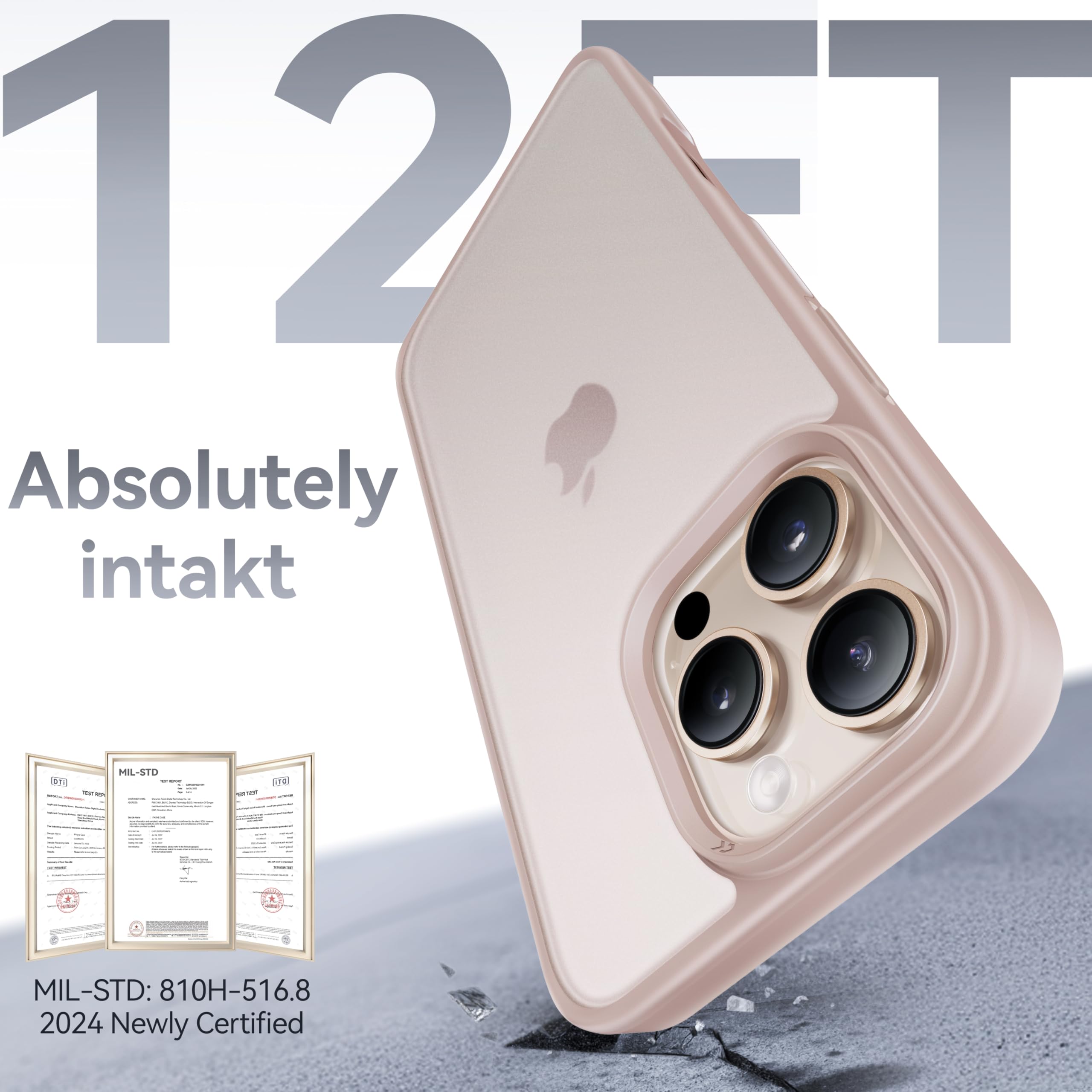 Foto 4 pulgar | Funda De Teléfono Casekoo Para Iphone 16 Pro, Oro Rosa Translúcido - Venta Internacional.