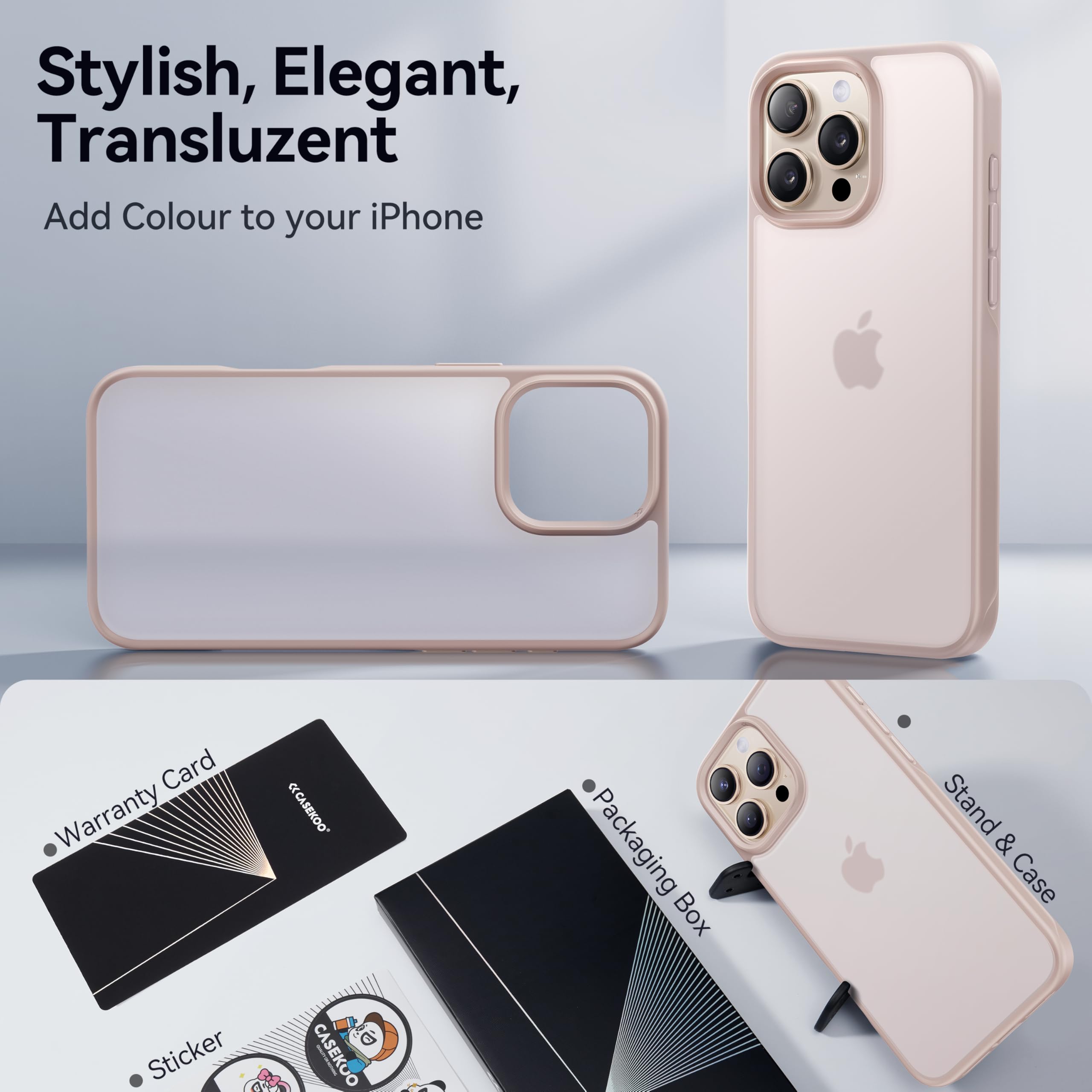 Foto 6 pulgar | Funda De Teléfono Casekoo Para Iphone 16 Pro, Oro Rosa Translúcido - Venta Internacional.