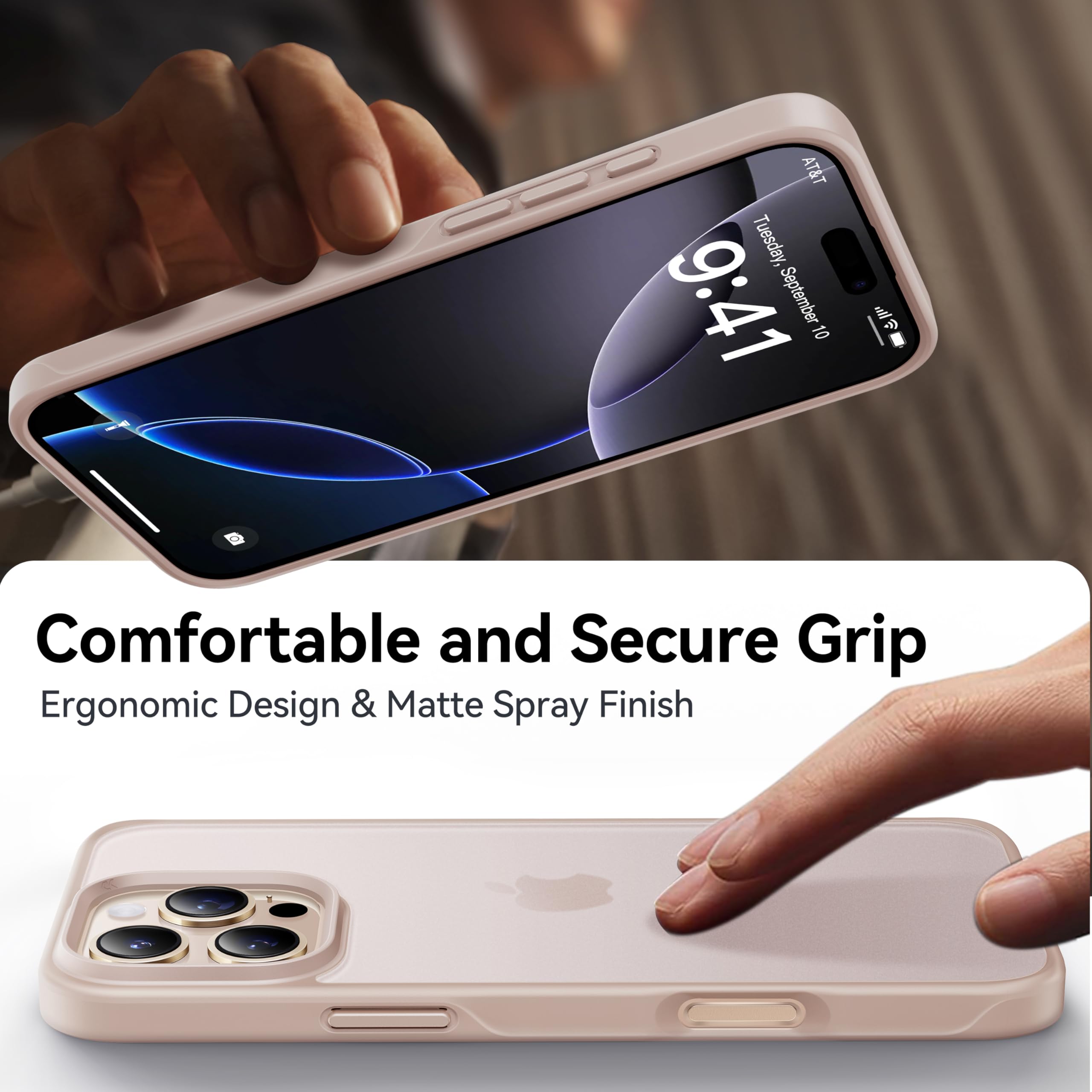 Foto 8 pulgar | Funda De Teléfono Casekoo Para Iphone 16 Pro, Oro Rosa Translúcido - Venta Internacional.