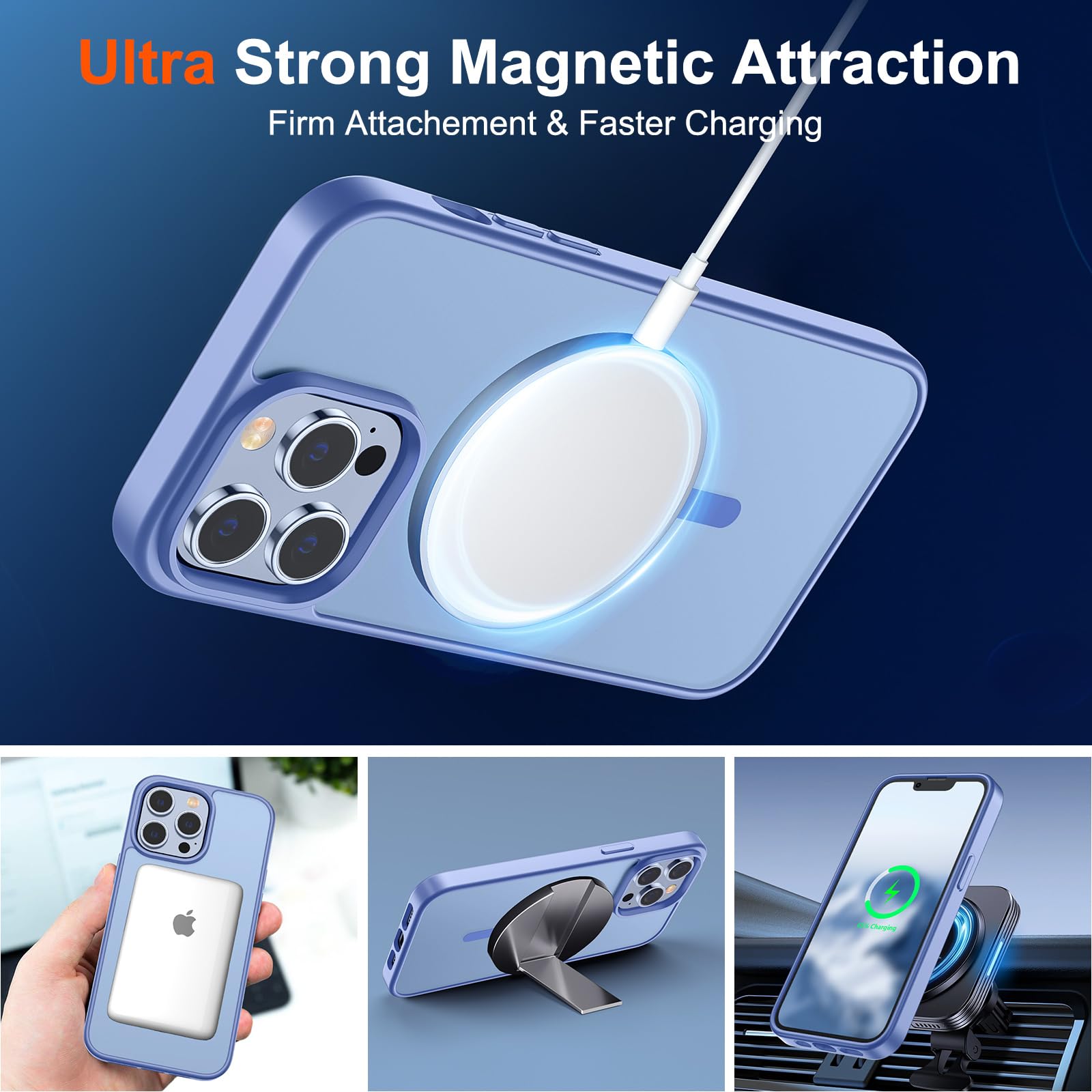 Foto 6 pulgar | Funda Magnética Supfine Para Iphone 13 Pro Max, Azul Y Morado - Venta Internacional.