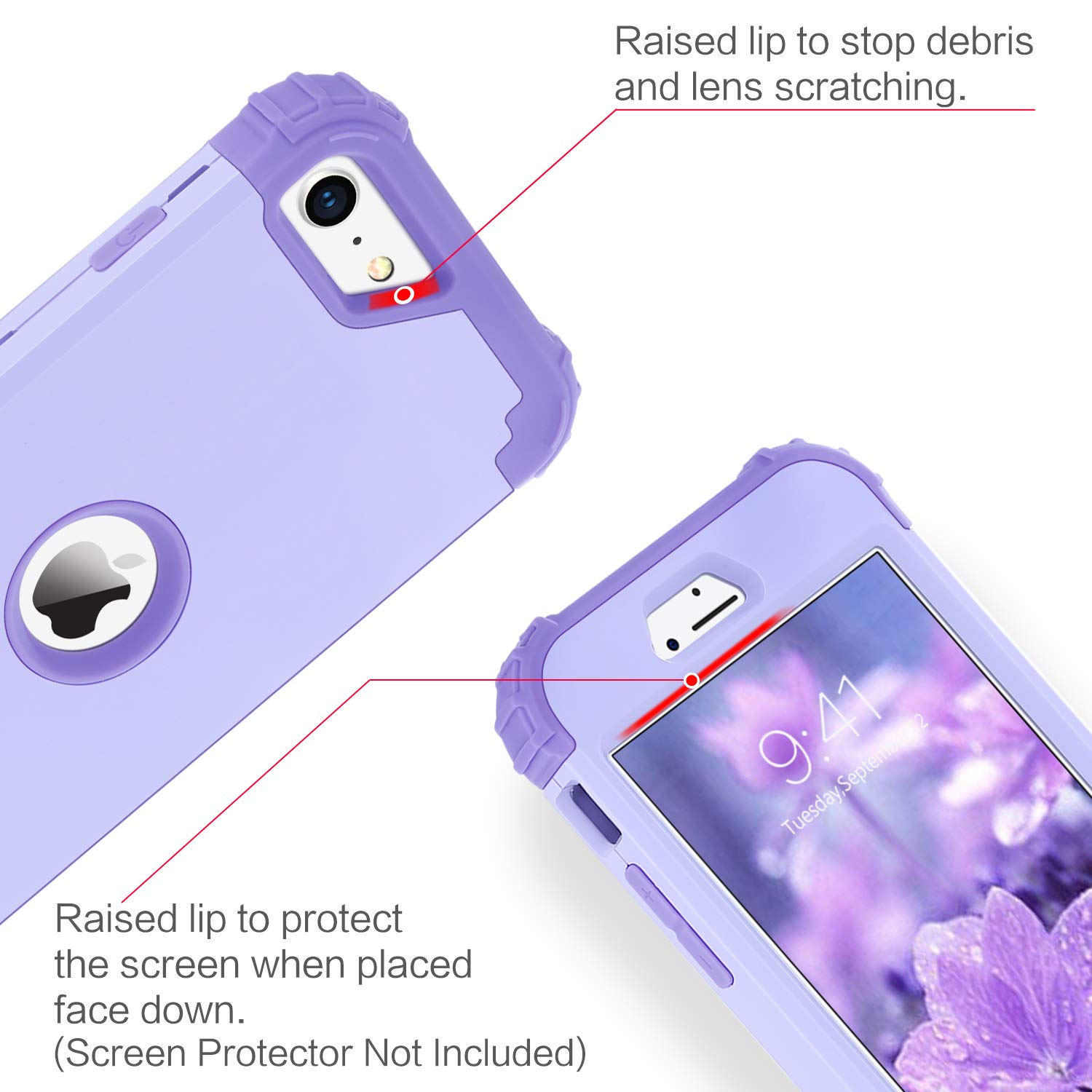 Foto 5 pulgar | Funda De Teléfono Bentoben Para Iphone Se 2022/2020 3 En 1 Violeta - Venta Internacional.