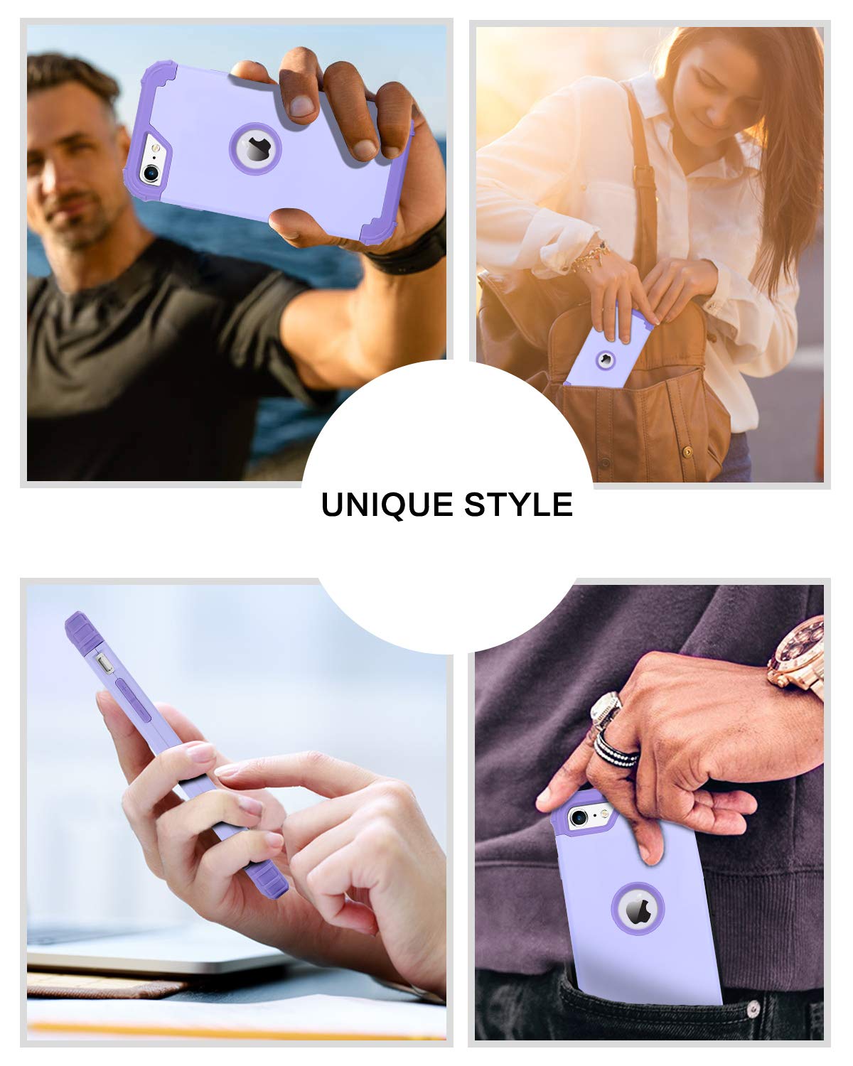 Foto 7 pulgar | Funda De Teléfono Bentoben Para Iphone Se 2022/2020 3 En 1 Violeta - Venta Internacional.