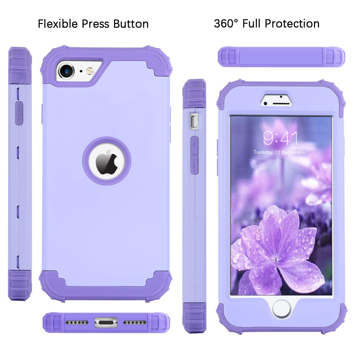 Foto 7 | Funda De Teléfono Bentoben Para Iphone Se 2022/2020 3 En 1 Violeta - Venta Internacional.