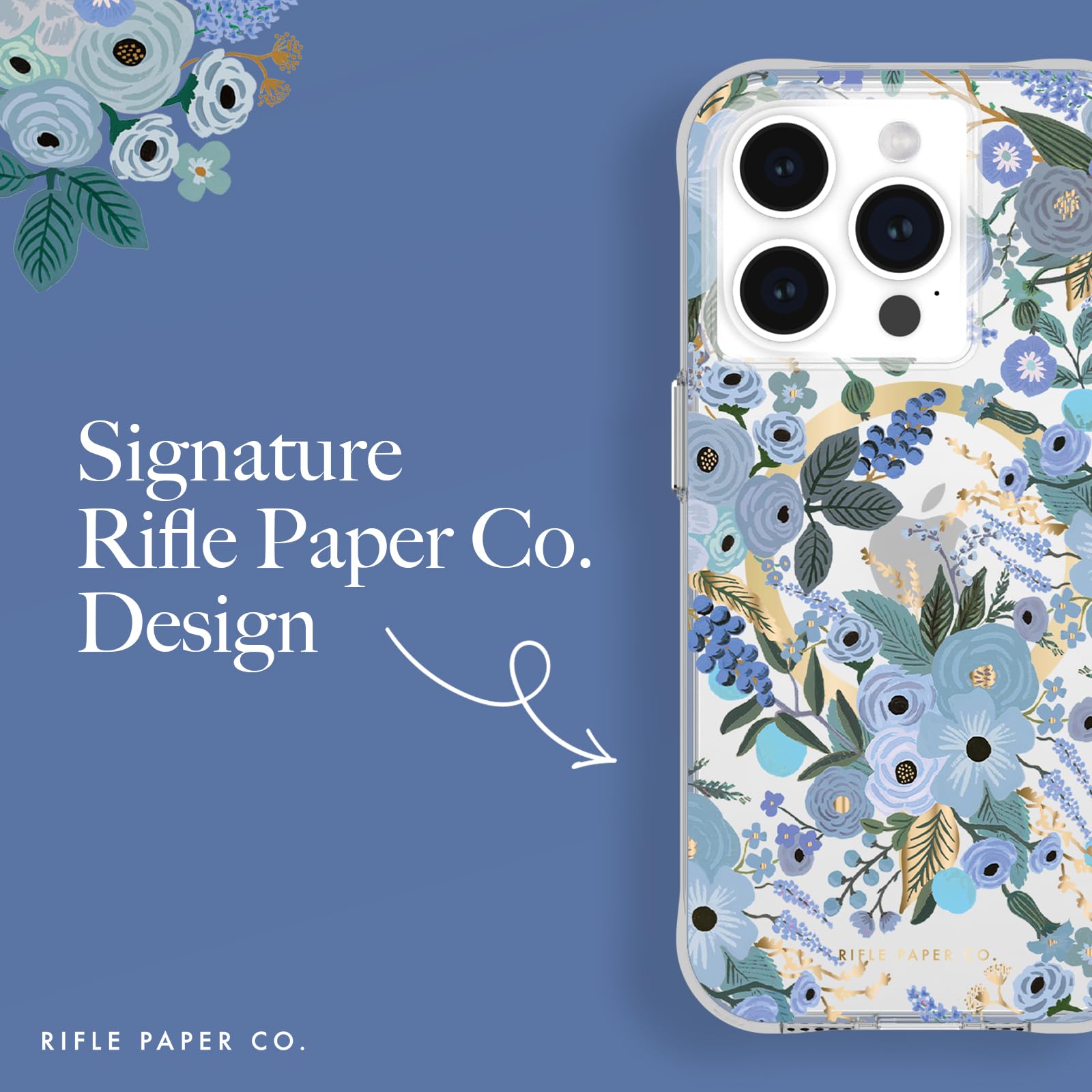 Foto 5 pulgar | Funda Para Teléfono Case-mate Rifle Paper Co. Iphone 15 Pro Azul - Venta Internacional.