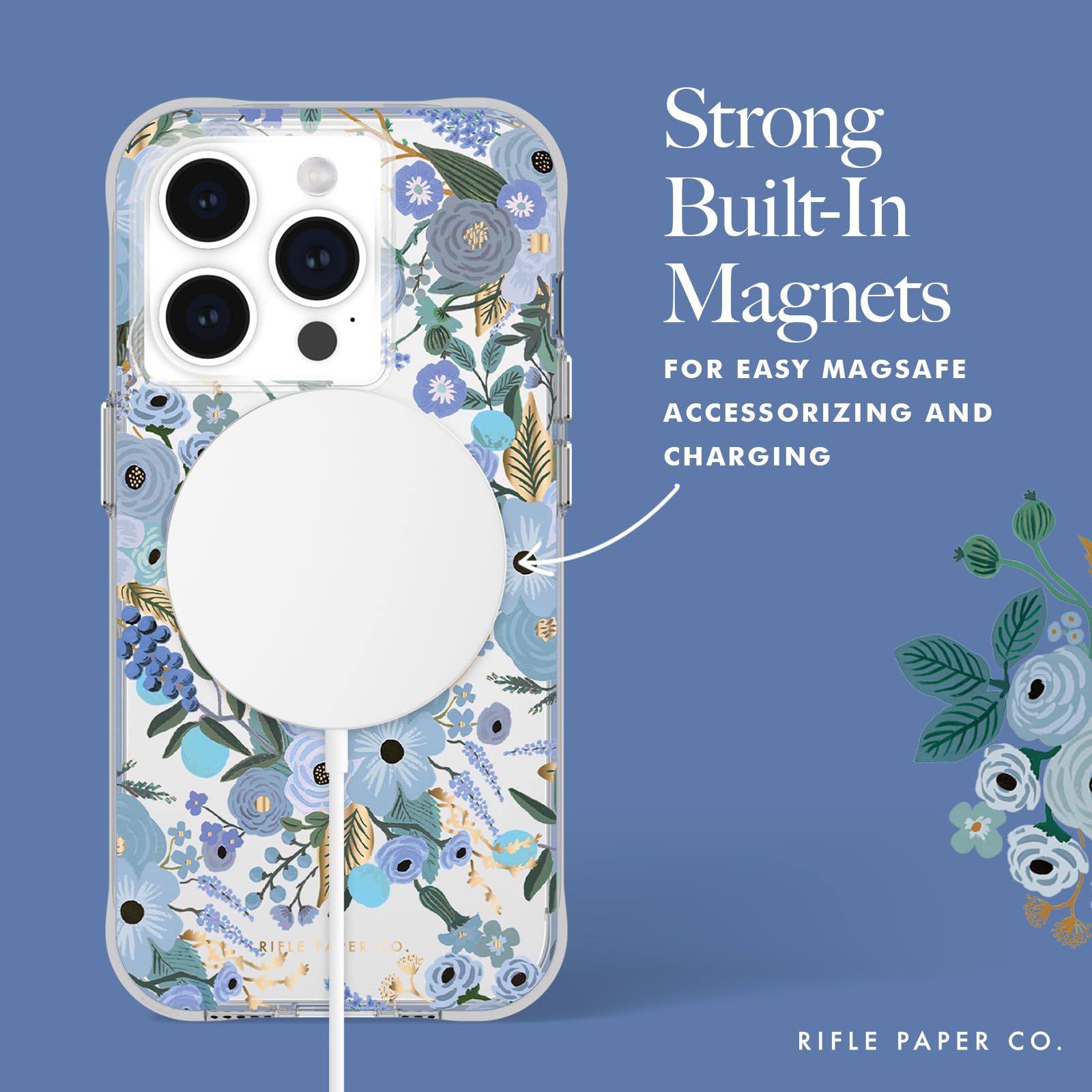 Foto 6 pulgar | Funda Para Teléfono Case-mate Rifle Paper Co. Iphone 15 Pro Azul - Venta Internacional.