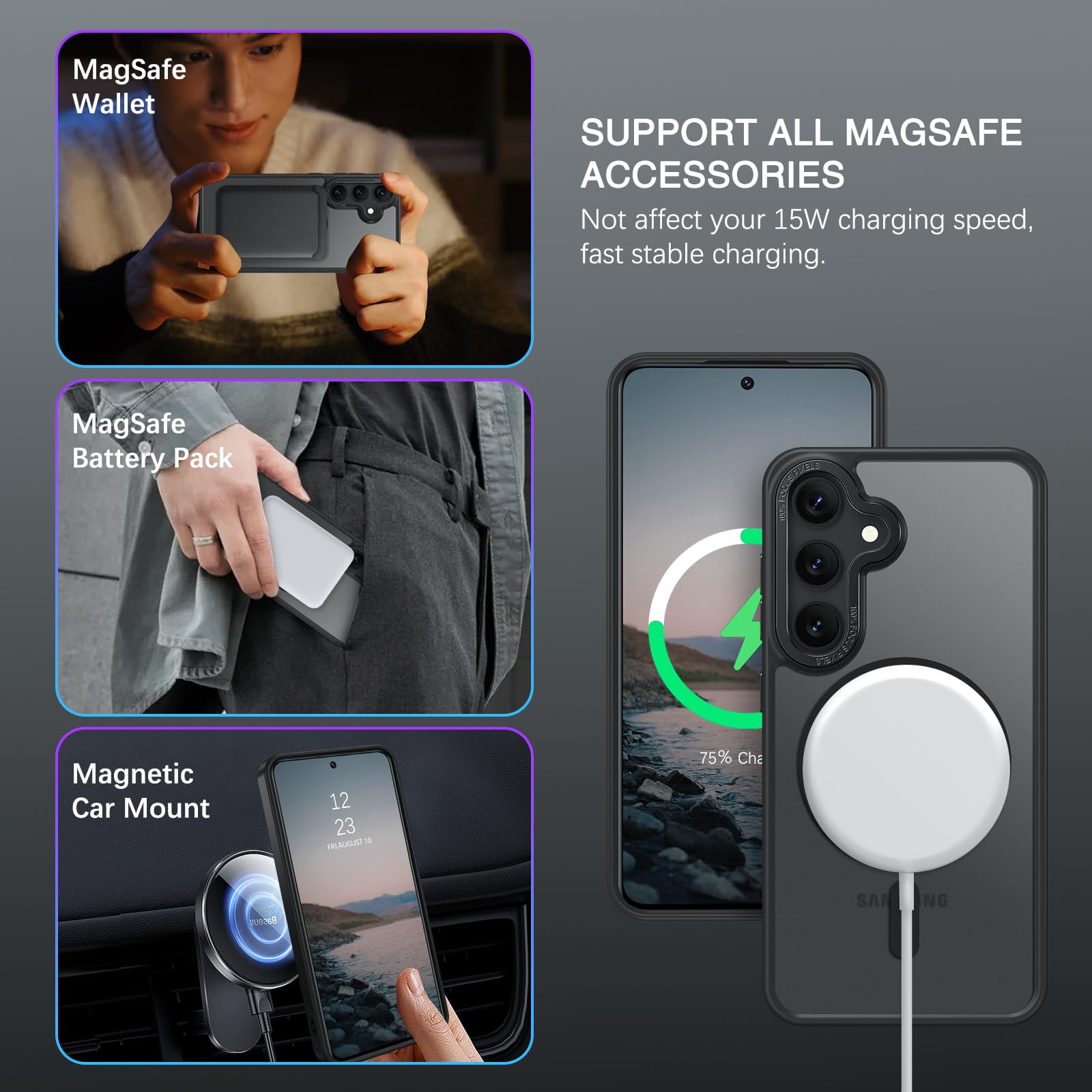 Foto 3 pulgar | Funda Magnética Bentoben Para Samsung Galaxy S24 Plus Negra - Venta Internacional.