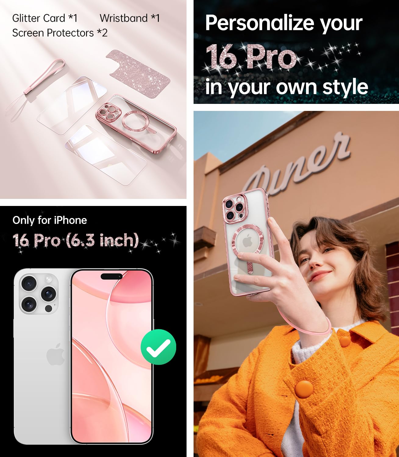 Foto 6 | Funda Meifigno Para Iphone 16 Pro De 6,3 Pulgadas Con Magsafe En Oro Rosa - Venta Internacional.