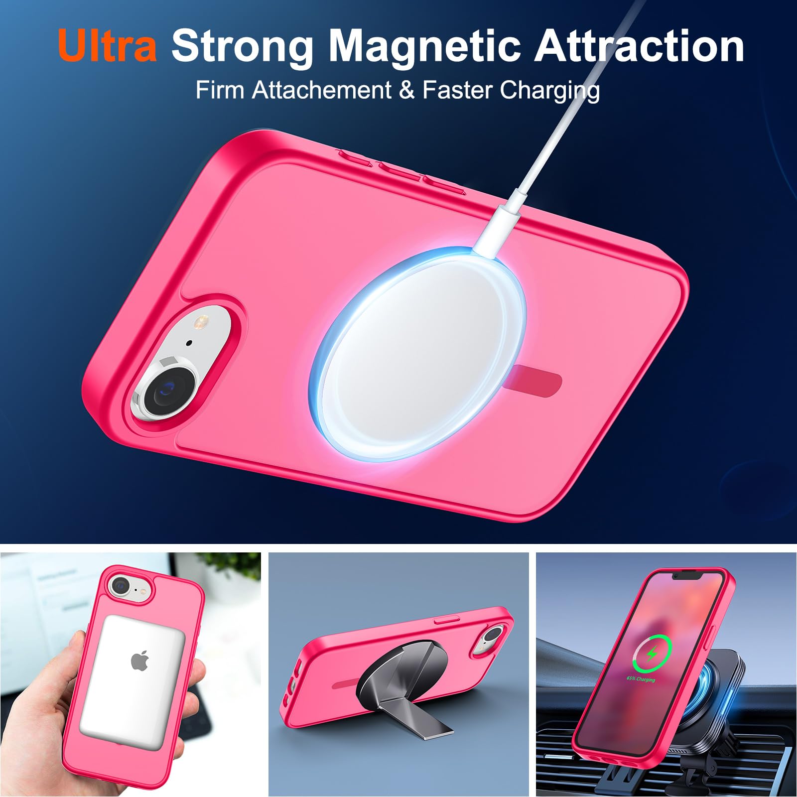 Foto 6 pulgar | Funda Magnética Supfine Para Iphone 16e 2025, Color Rosa Intenso - Venta Internacional.