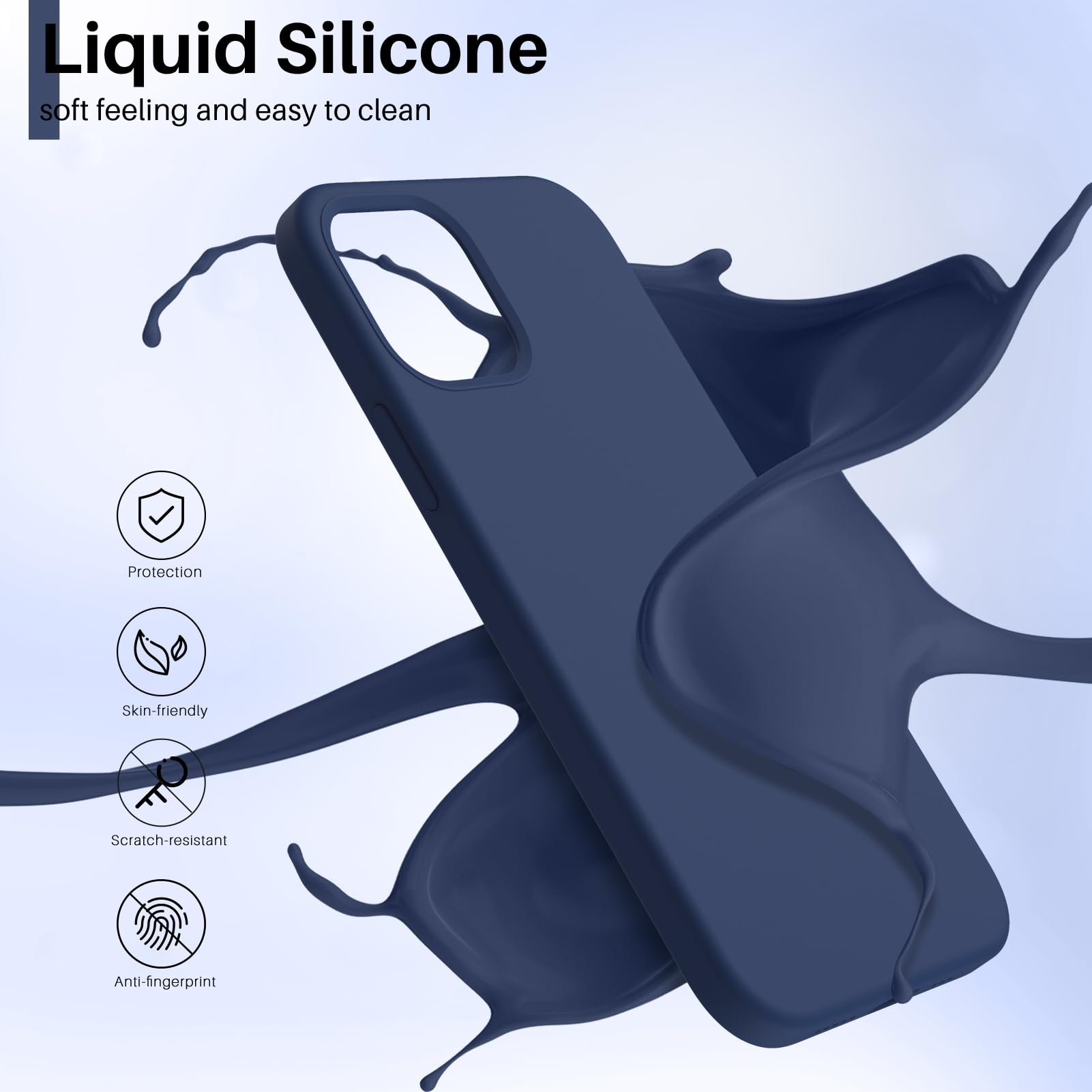 Foto 4 pulgar | Funda De Teléfono Ornarto Compatible Con Iphone 12 Mini, Color Azul Marino - Venta Internacional.