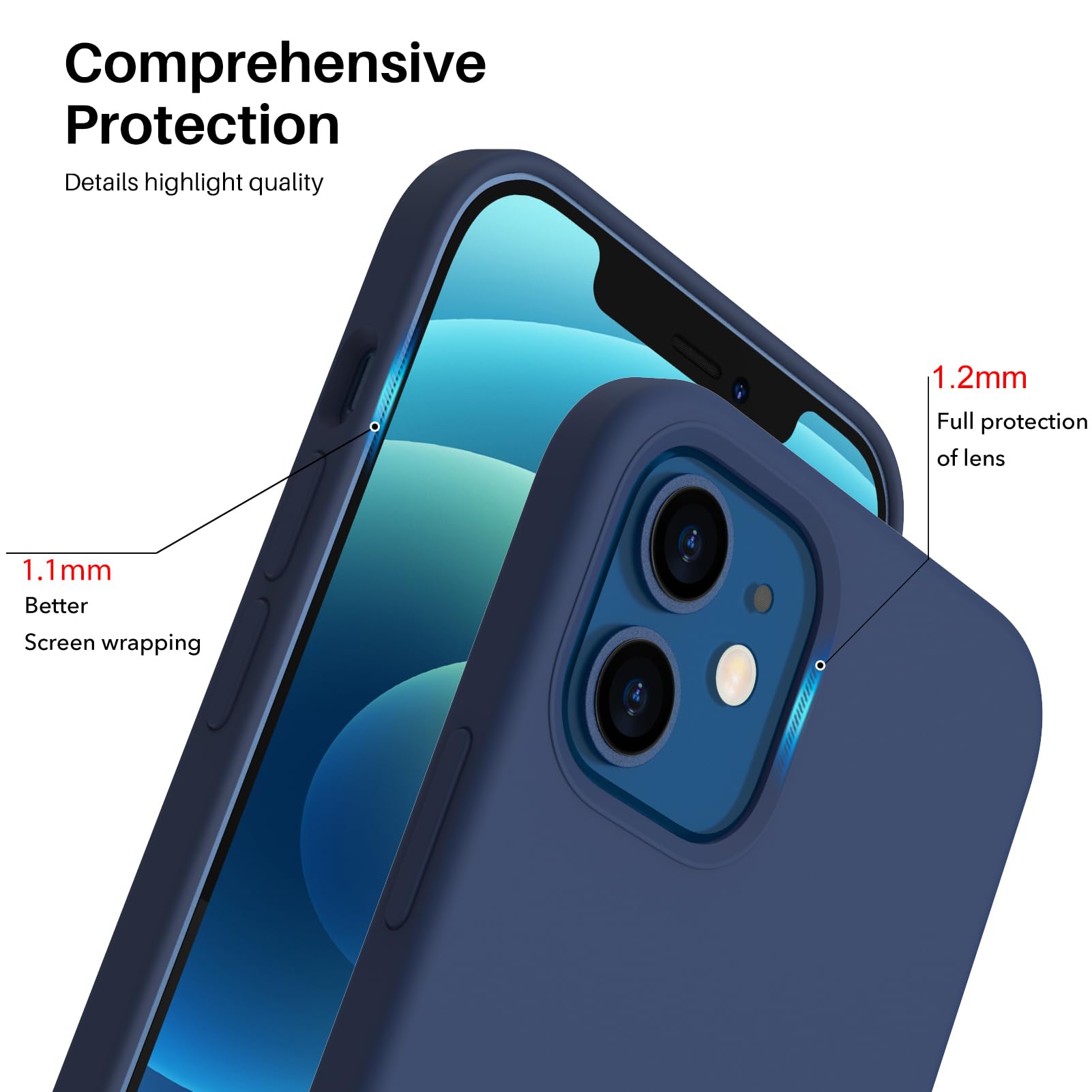 Foto 5 pulgar | Funda De Teléfono Ornarto Compatible Con Iphone 12 Mini, Color Azul Marino - Venta Internacional.
