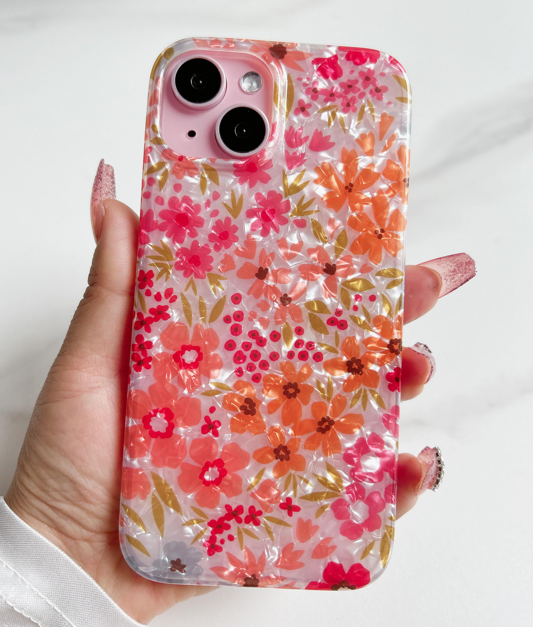 Foto 4 pulgar | Funda Qokey Para Iphone 14/13 De 6.1 Pulgadas, Diseño Floral Rosa - Venta Internacional.