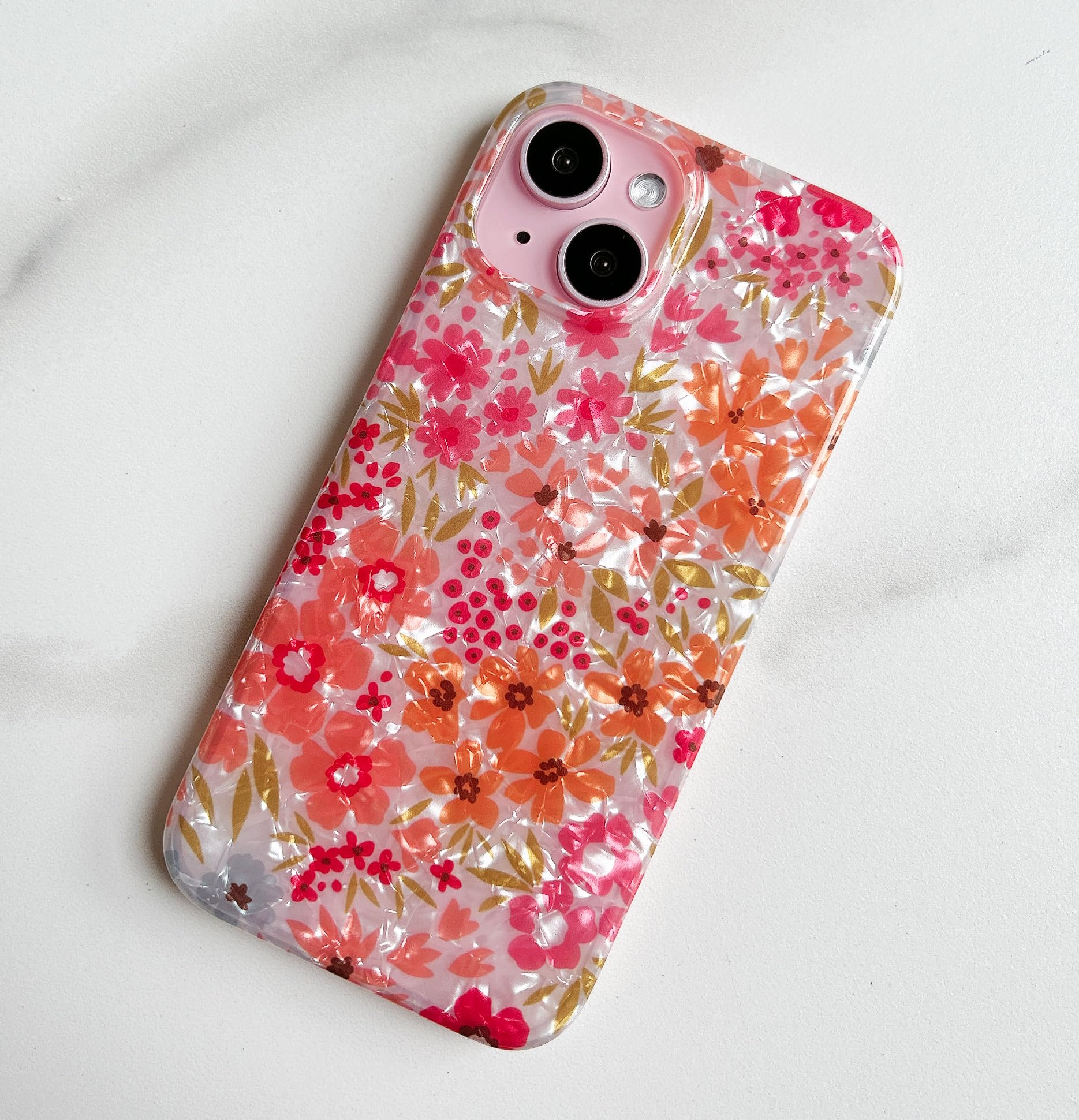 Foto 8 pulgar | Funda Qokey Para Iphone 14/13 De 6.1 Pulgadas, Diseño Floral Rosa - Venta Internacional.