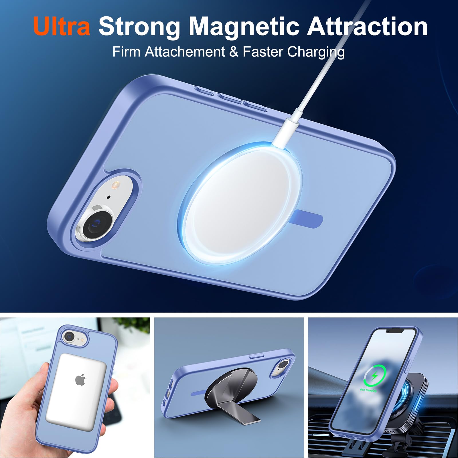 Foto 6 pulgar | Funda Magnética Supfine Para Iphone 16e 2025, Azul Y Morado - Venta Internacional.