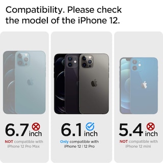 Foto 2 | Funda Spigen Slim Armor Cs Para Iphone 12/12 Pro, Color Negro - Venta Internacional.