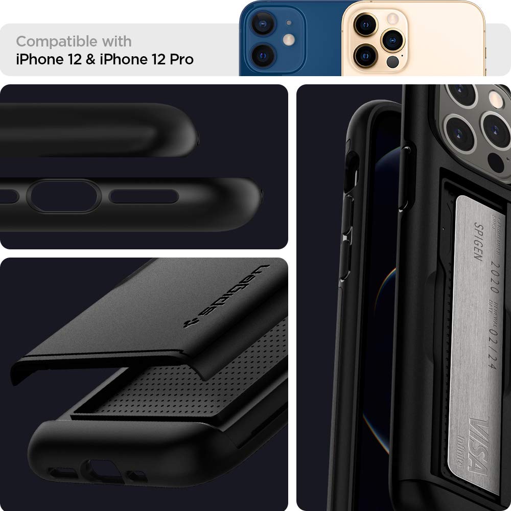 Foto 4 pulgar | Funda Spigen Slim Armor Cs Para Iphone 12/12 Pro, Color Negro - Venta Internacional.