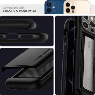 Foto 3 | Funda Spigen Slim Armor Cs Para Iphone 12/12 Pro, Color Negro - Venta Internacional.