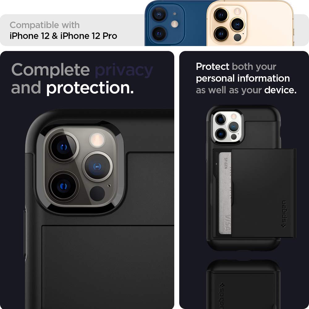 Foto 5 pulgar | Funda Spigen Slim Armor Cs Para Iphone 12/12 Pro, Color Negro - Venta Internacional.