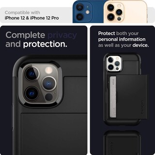 Foto 4 | Funda Spigen Slim Armor Cs Para Iphone 12/12 Pro, Color Negro - Venta Internacional.
