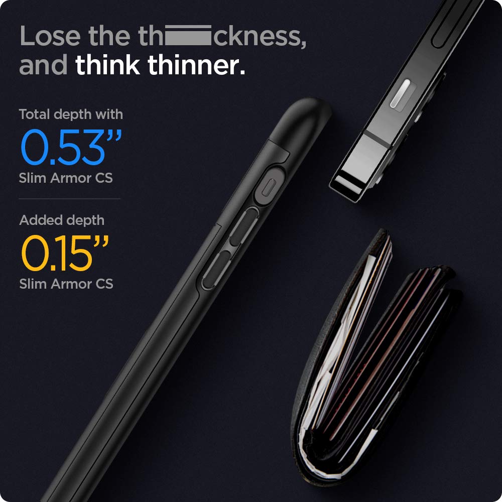 Foto 7 pulgar | Funda Spigen Slim Armor Cs Para Iphone 12/12 Pro, Color Negro - Venta Internacional.