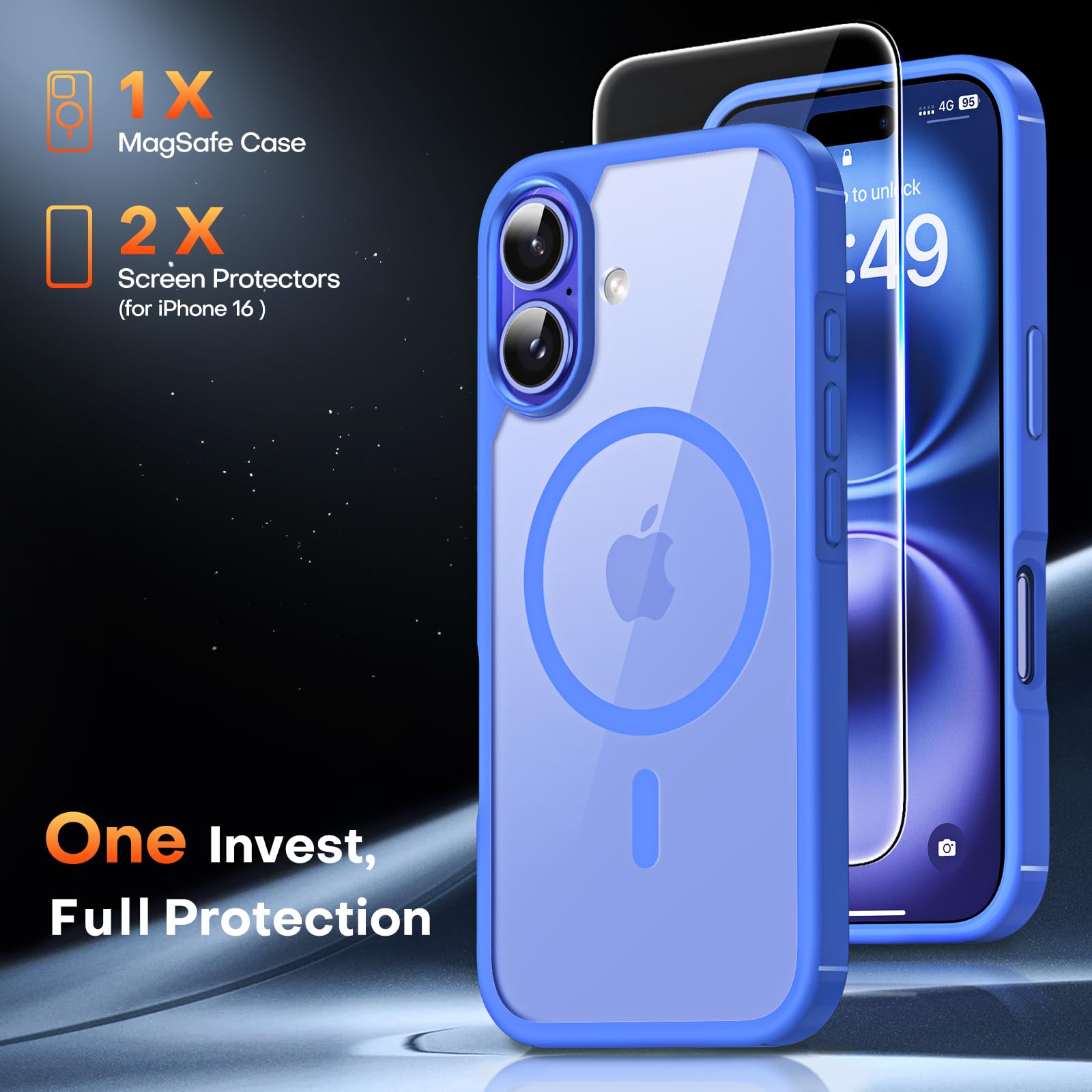 Foto 5 pulgar | Funda Tauri 3 En 1 Para Iphone 16 Con 2 Protectores De Pantalla, Color Azul - Venta Internacional.